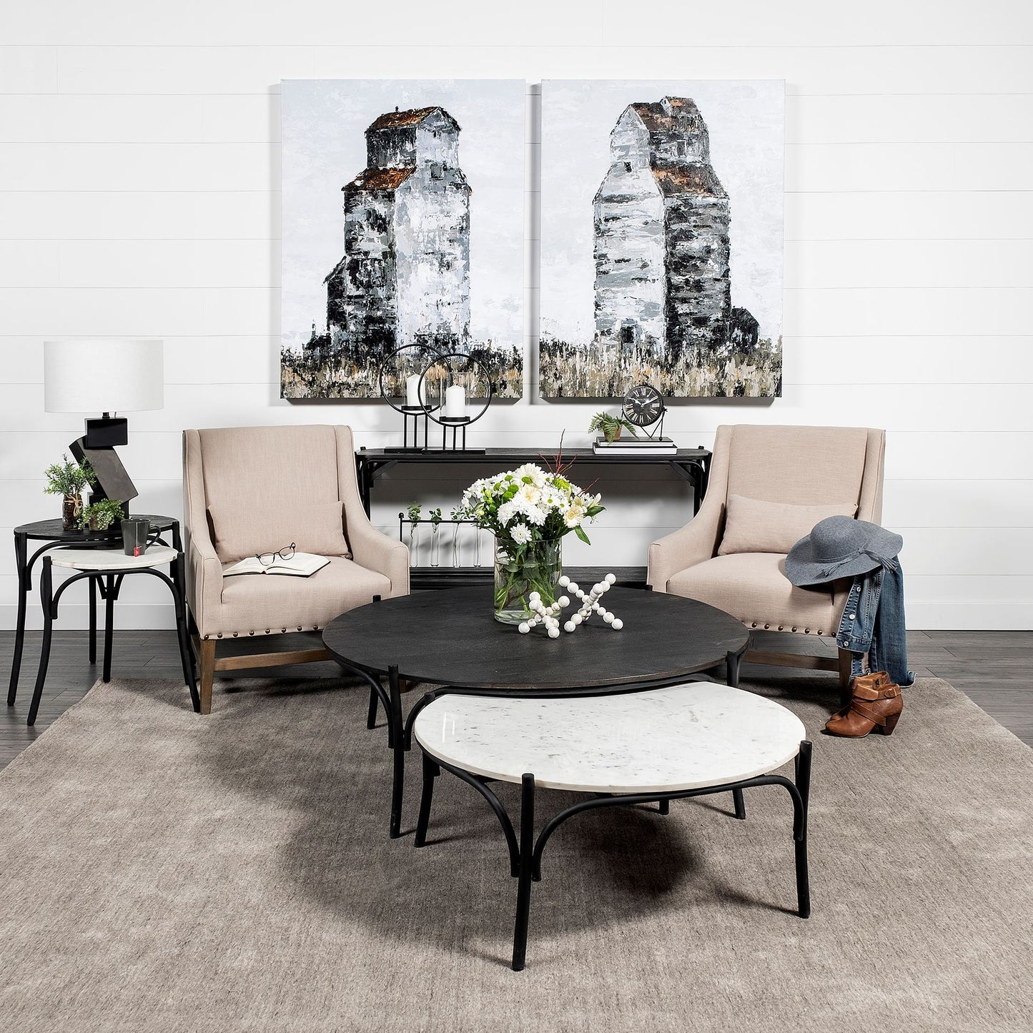 Carrollton I (Small) 7L x 7W Off-White Geometric Wood Ball Jack