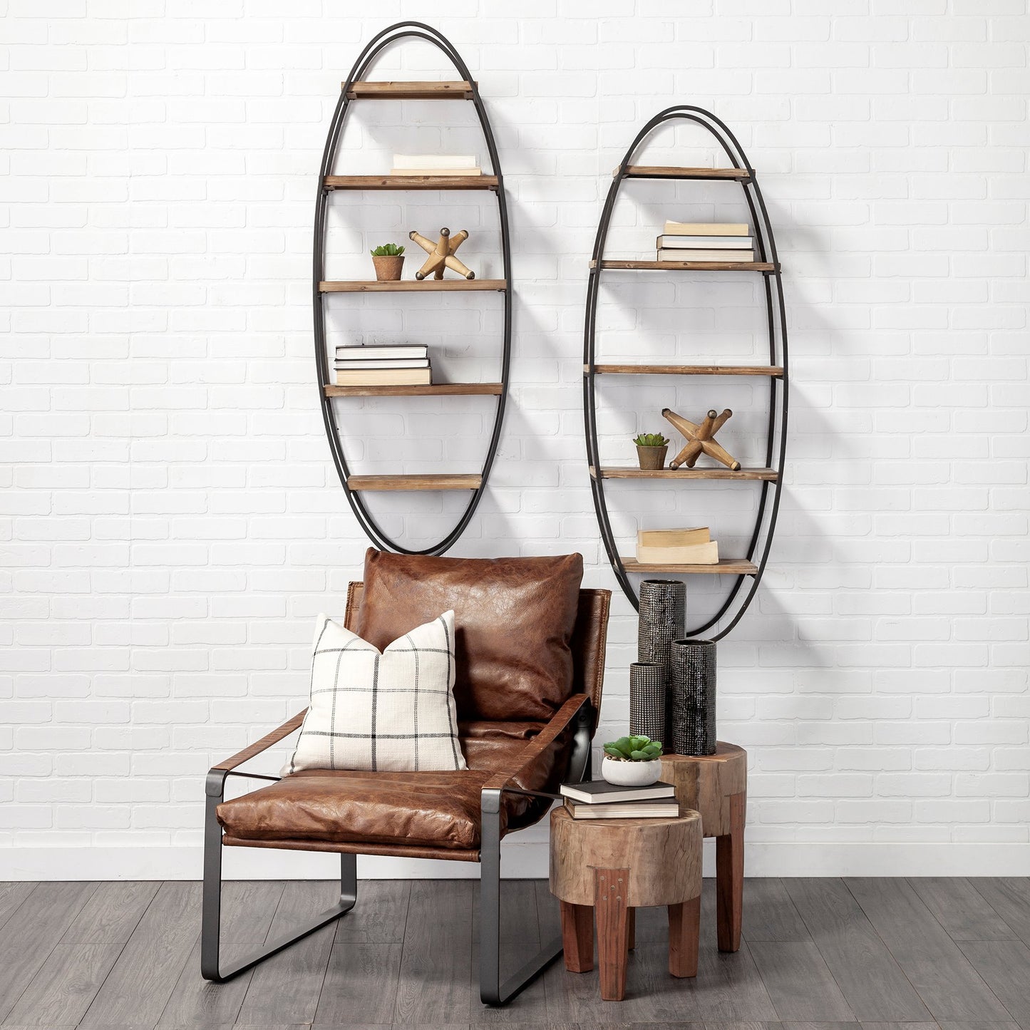 Metort Wood and Metal Wall Shelf