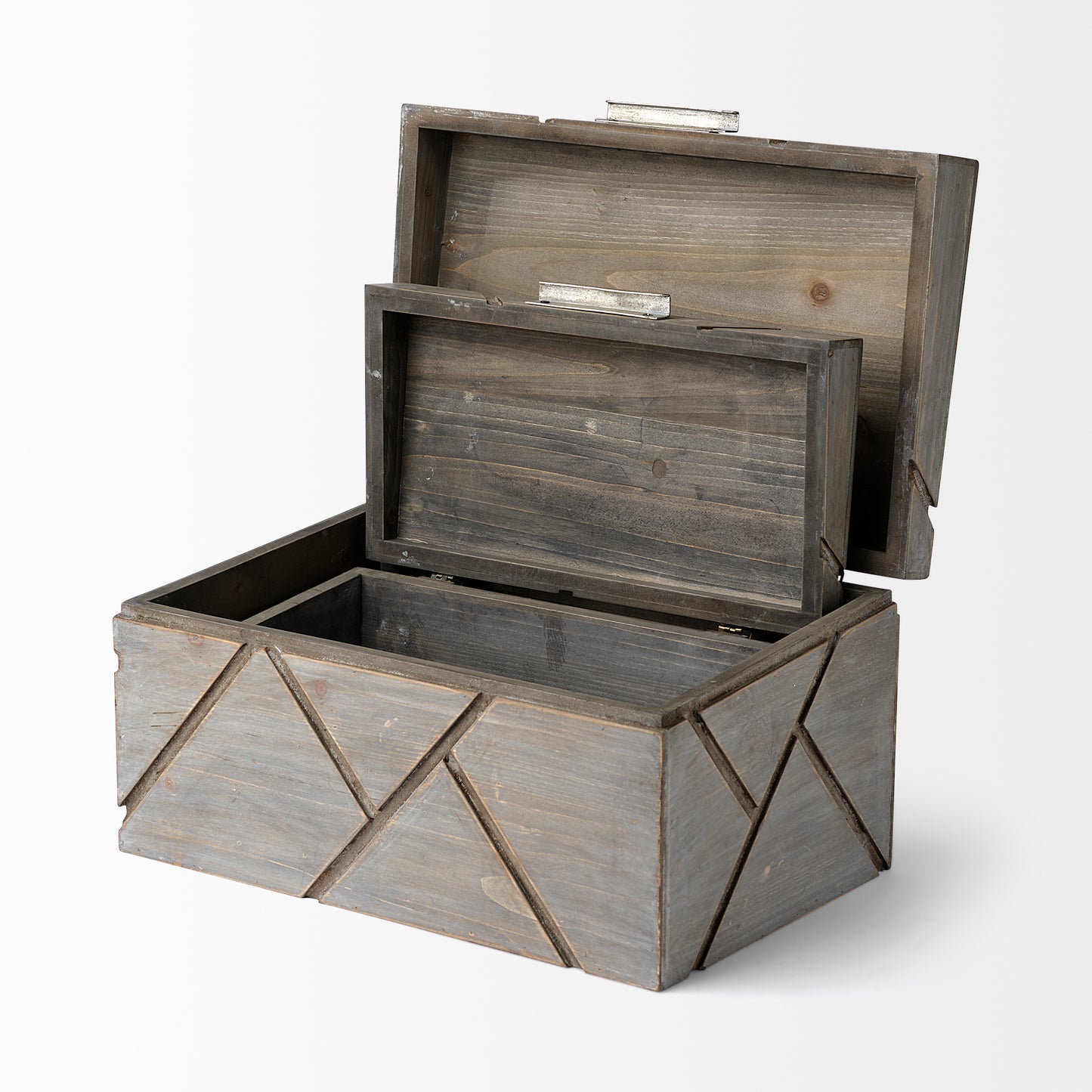 Niobe (Set of 2) 16L x 11W Gray Wooden Nesting Boxes