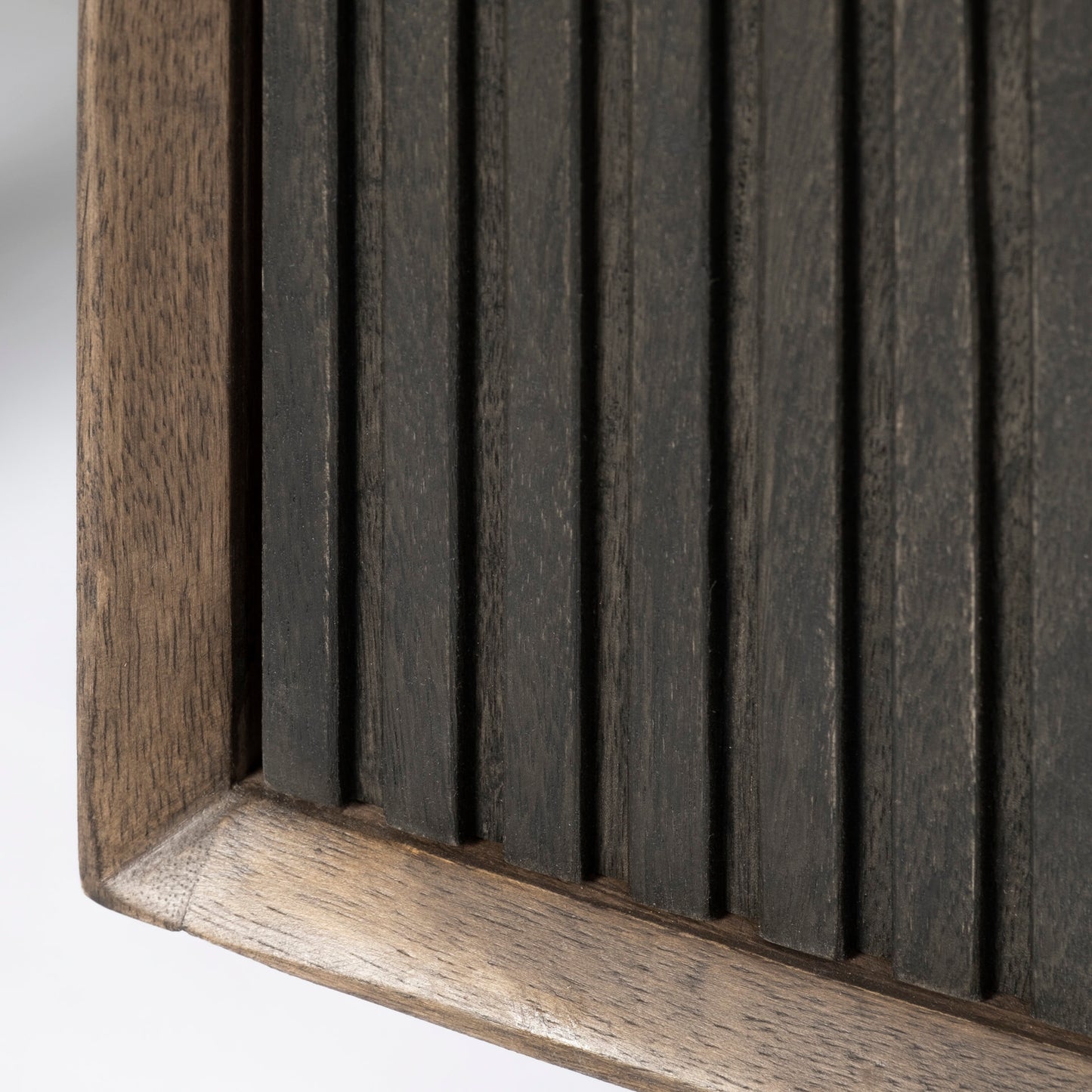 Grace I Two-Toned Brown Solid Wood TV Stand Media Console with Slated Doors, TV up to 82"