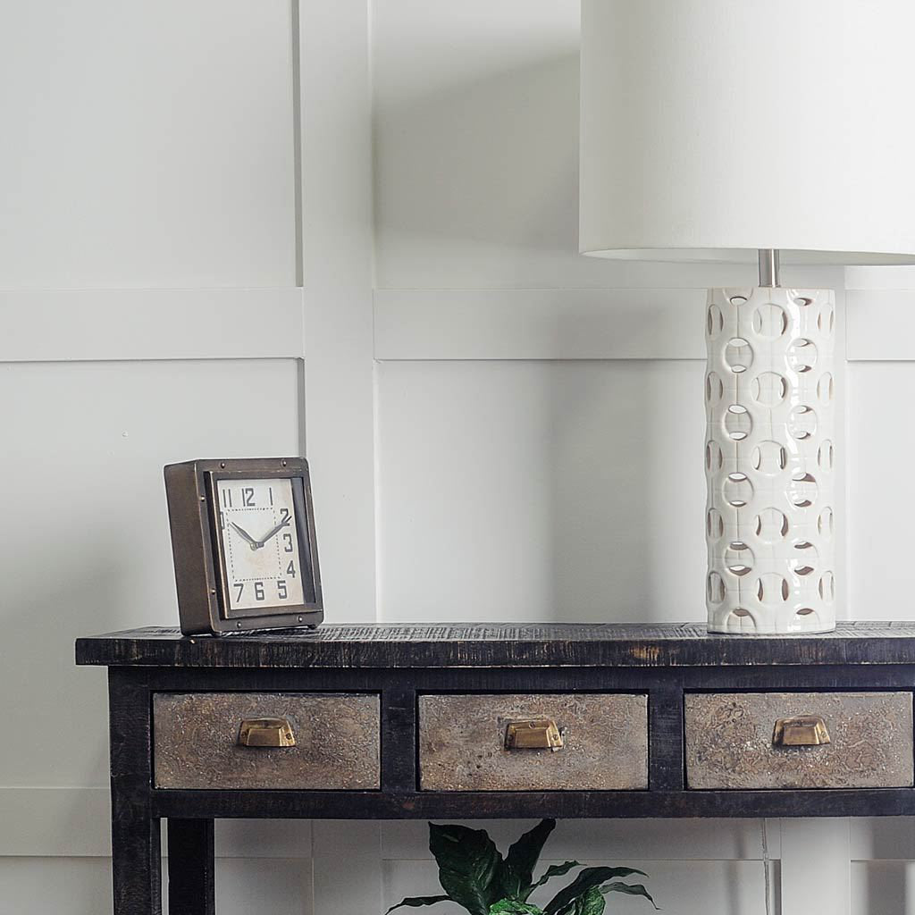 Redding Bronze Toned Metal Square Table Clock