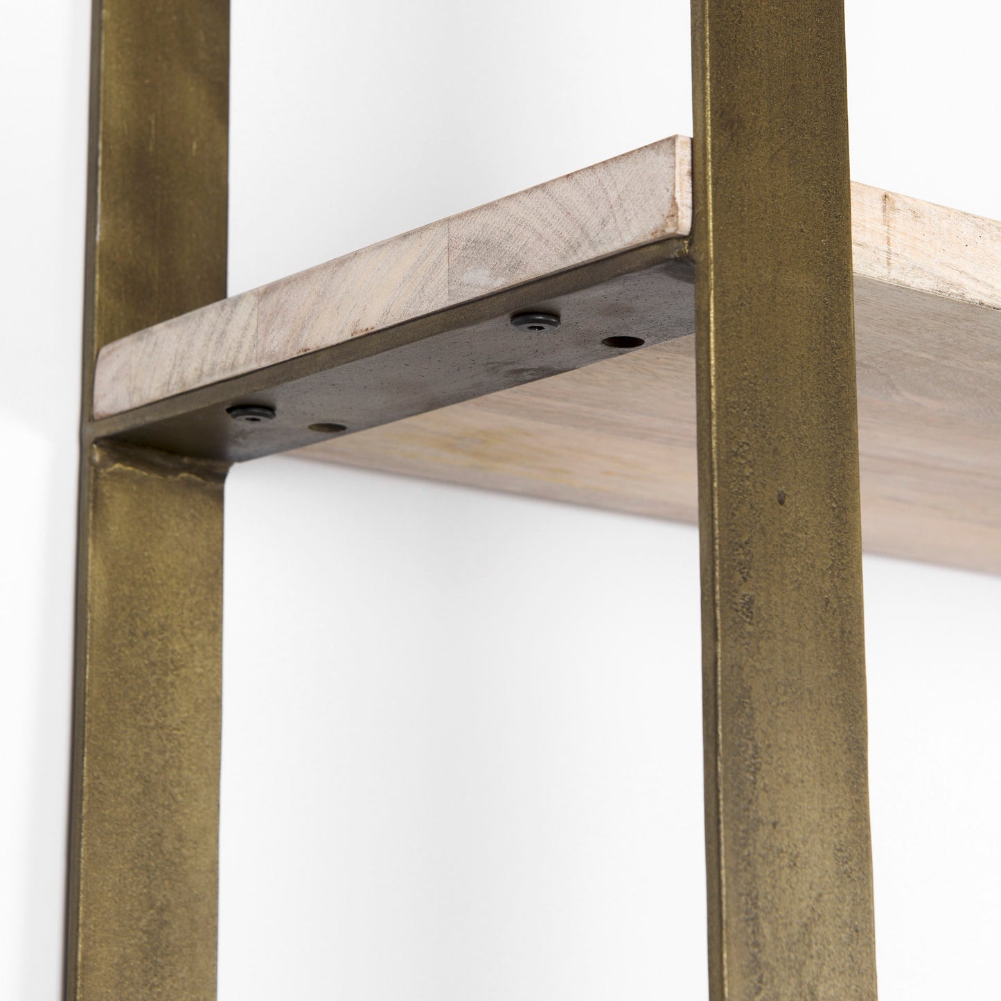 Taunton 80L x 10.5W x 90H Light Brown Wood W/ Gold Metal Frame 6 Tier Shelving Unit