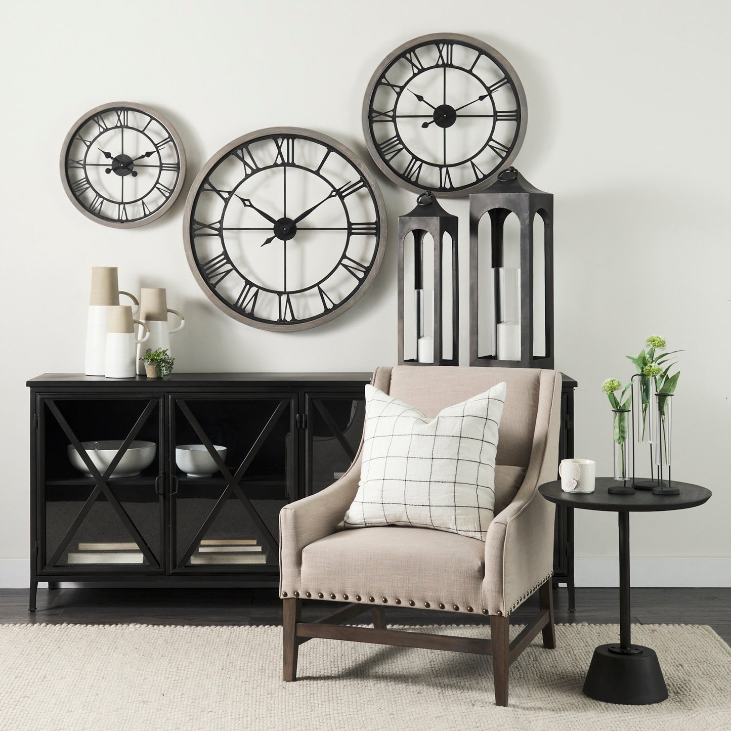 Poppy I 79x16 Black Metal With Glass Door Sideboard