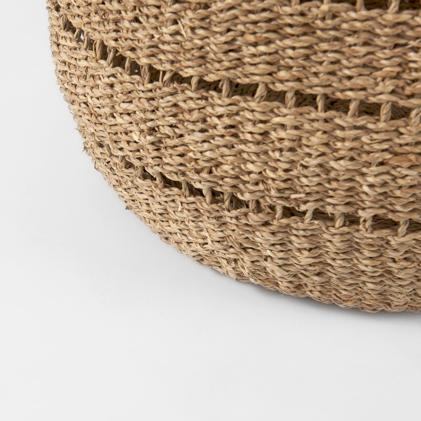 Hayes 17.7L x 17.7W x 11.8H (Set of 2) Medium Brown Seagrass Round Basket with Stripe Pattern
