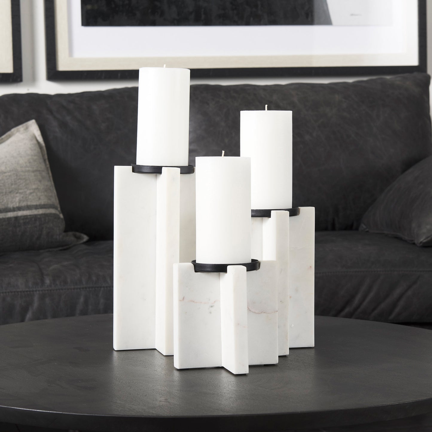 Sophia 5.5"L x 3.5"W x 8.0"H. Marble Candle Holder Medium