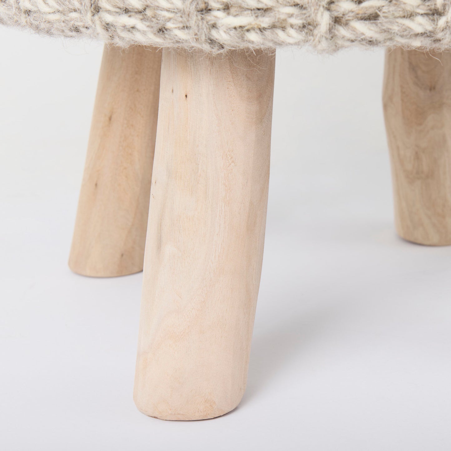 Bina 19.0L x 19.0W x 15.0H Taupe 4 Legged Wool Stool
