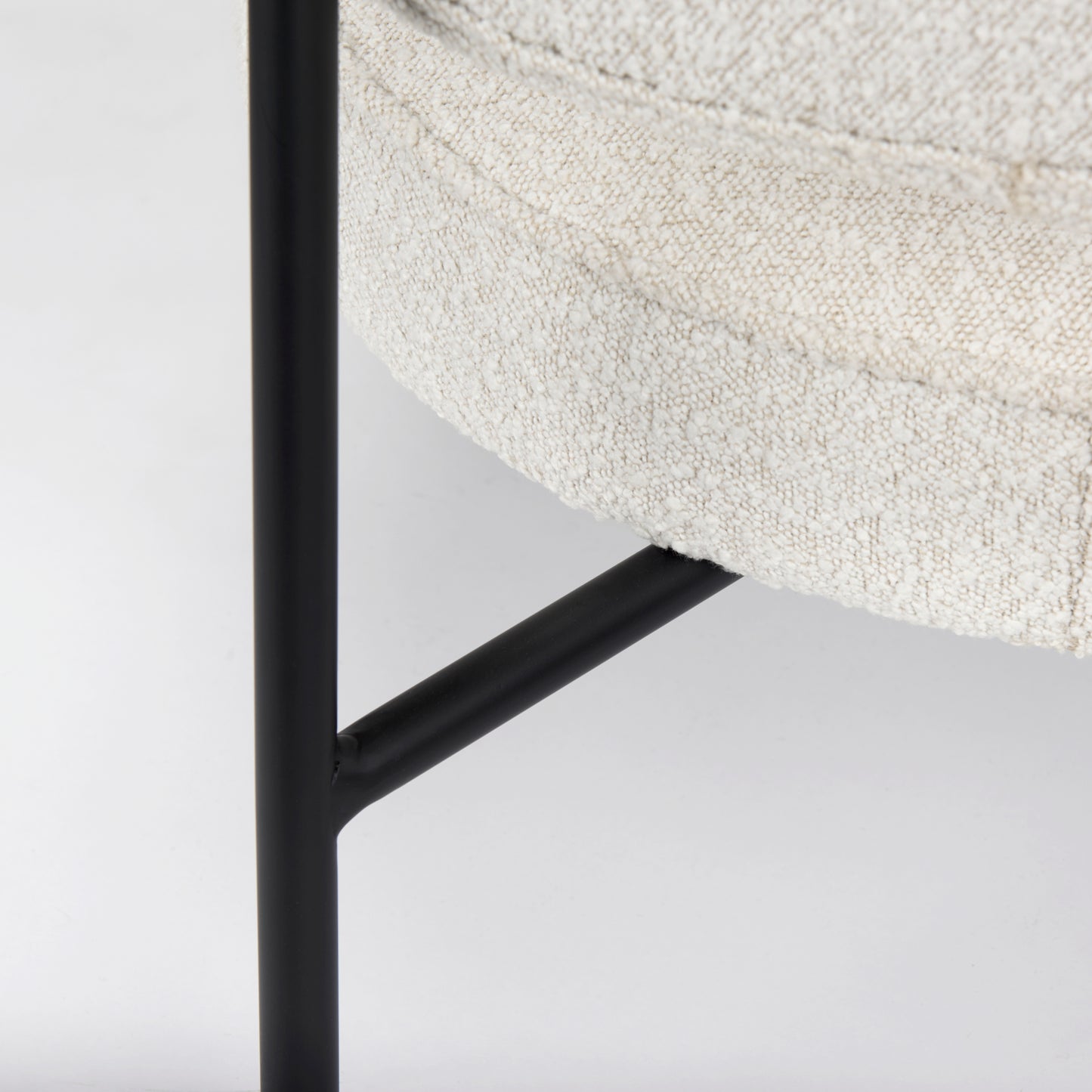 Amelia Cream Boucle W/Black Metal Upholstered Accent Chair 21.3L x 21.3W x 30.3H