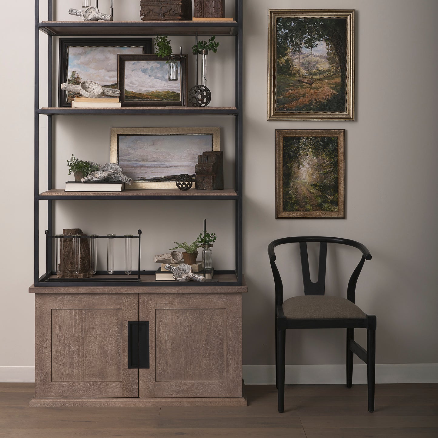 Trixie I Black Wooden Base w/ Dark Taupe Fabric Seat Dining Chair