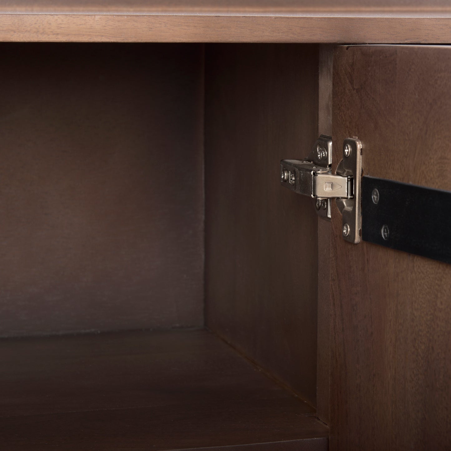 Lillie Medium Brown Wood 4 Door Tray Top Sideboard