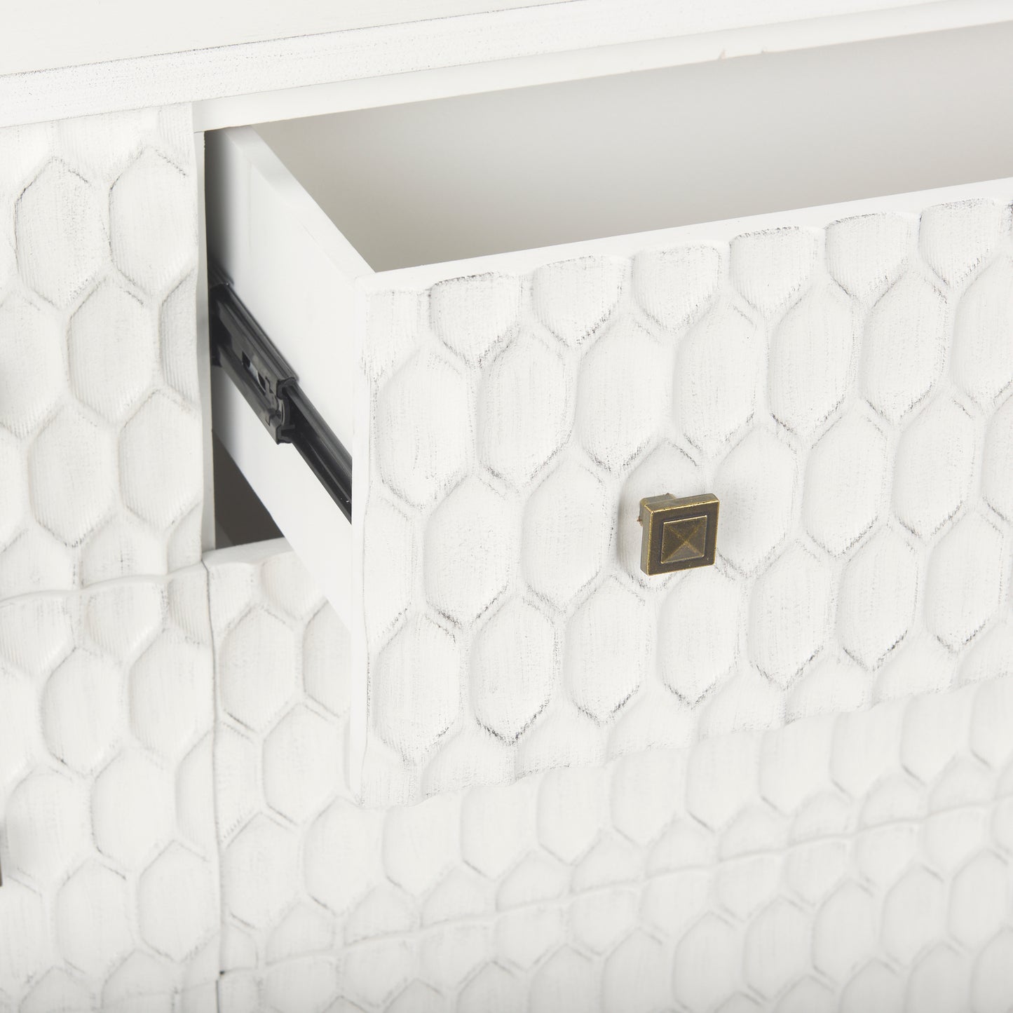 Savannah White Fir Veneer w/ Gold Metal Accents 6-Drawer Sideboard