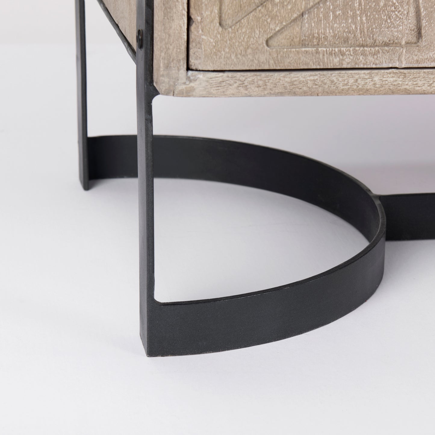 Rivien Brown Solid Wood W/Black Metal Frame 2 Door Accent Cabinet