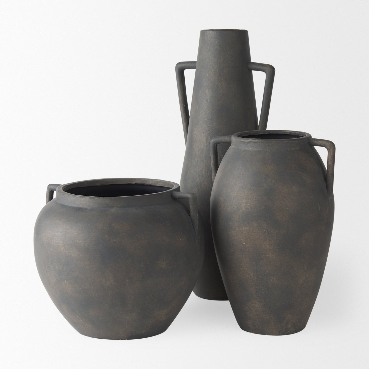 Kilian Medium Brown-Gray Double Ear Vase