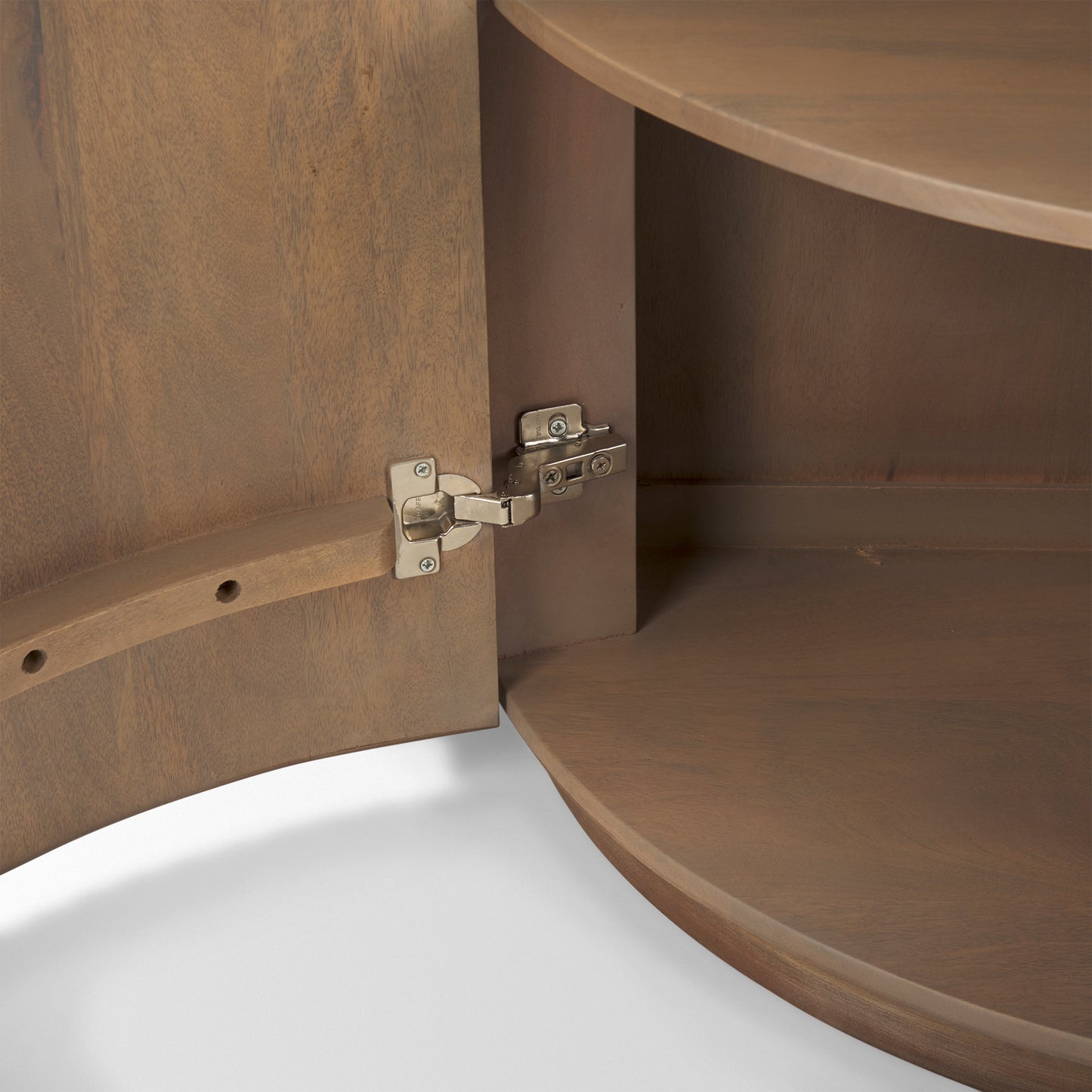 Terra Fluted Light Brown Wood 2-Door Accent Cabinet