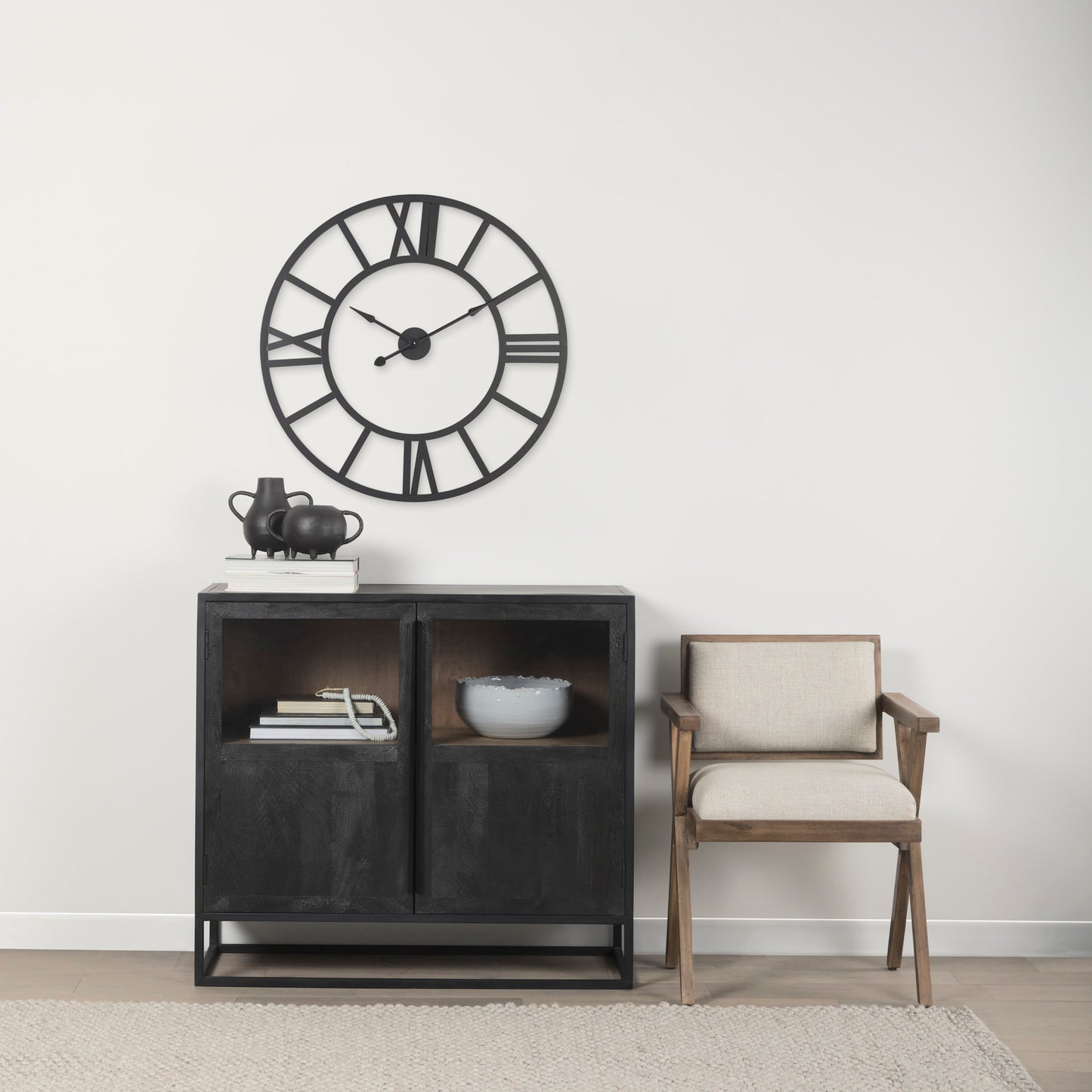 Stoke 30" Round Black Iron Wall Clock