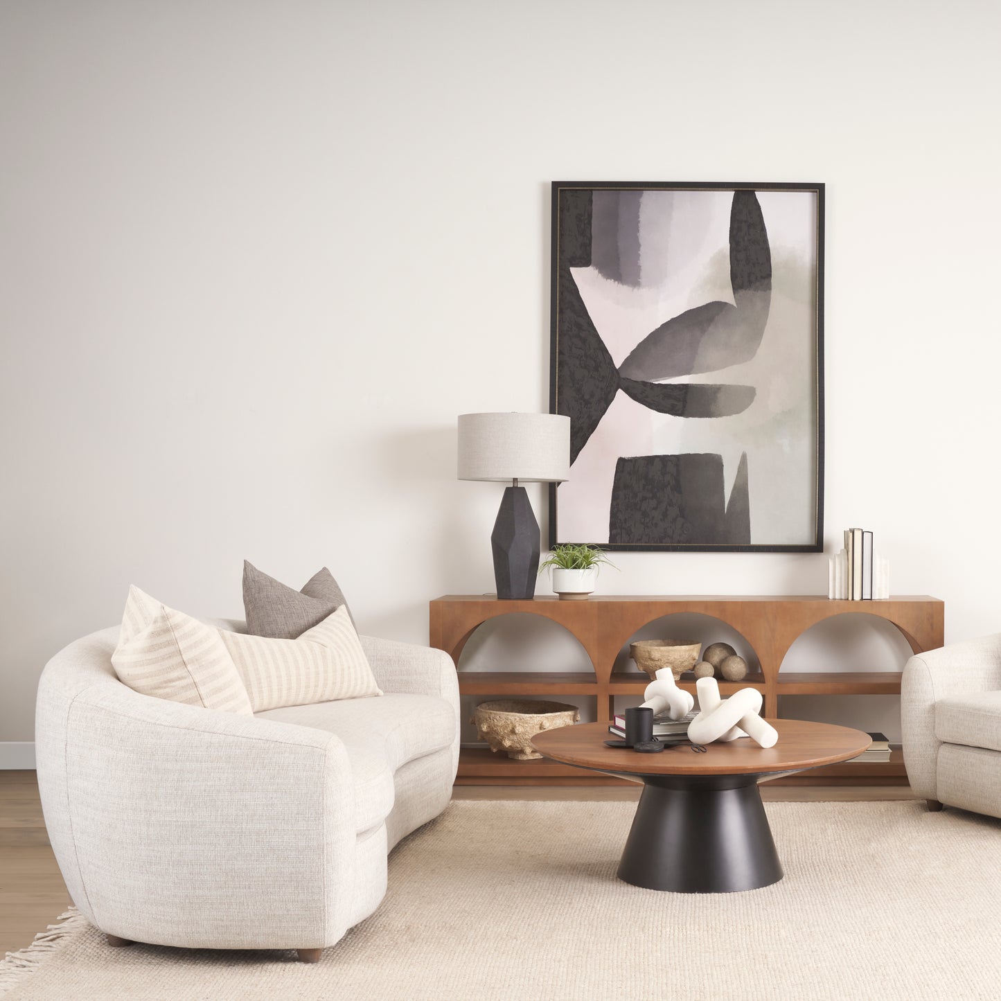 Jace Cream w/ Beige Stripe Lumbar Decorative Pillow Cover