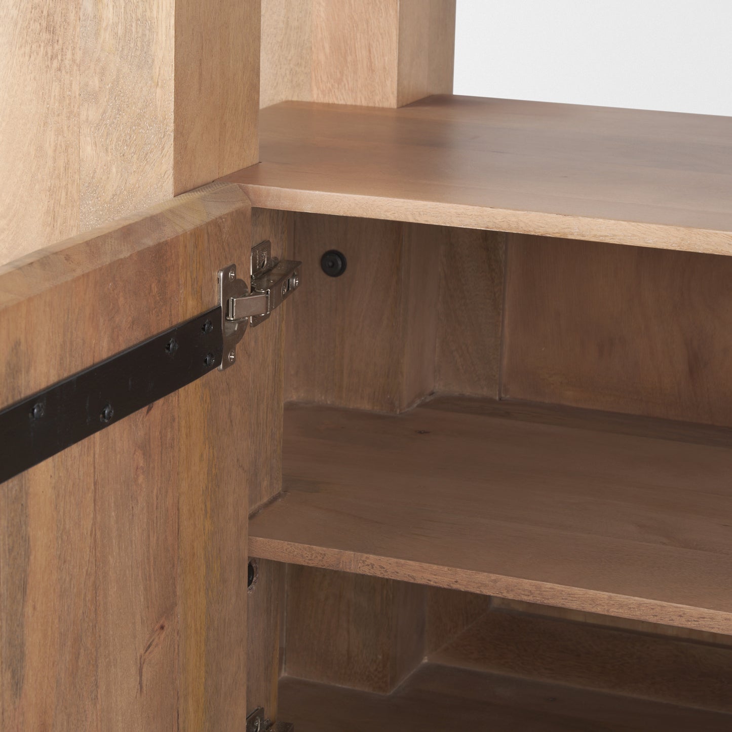 Beth Light Brown Wood w/ Open and Closed Storage Shelving Unit