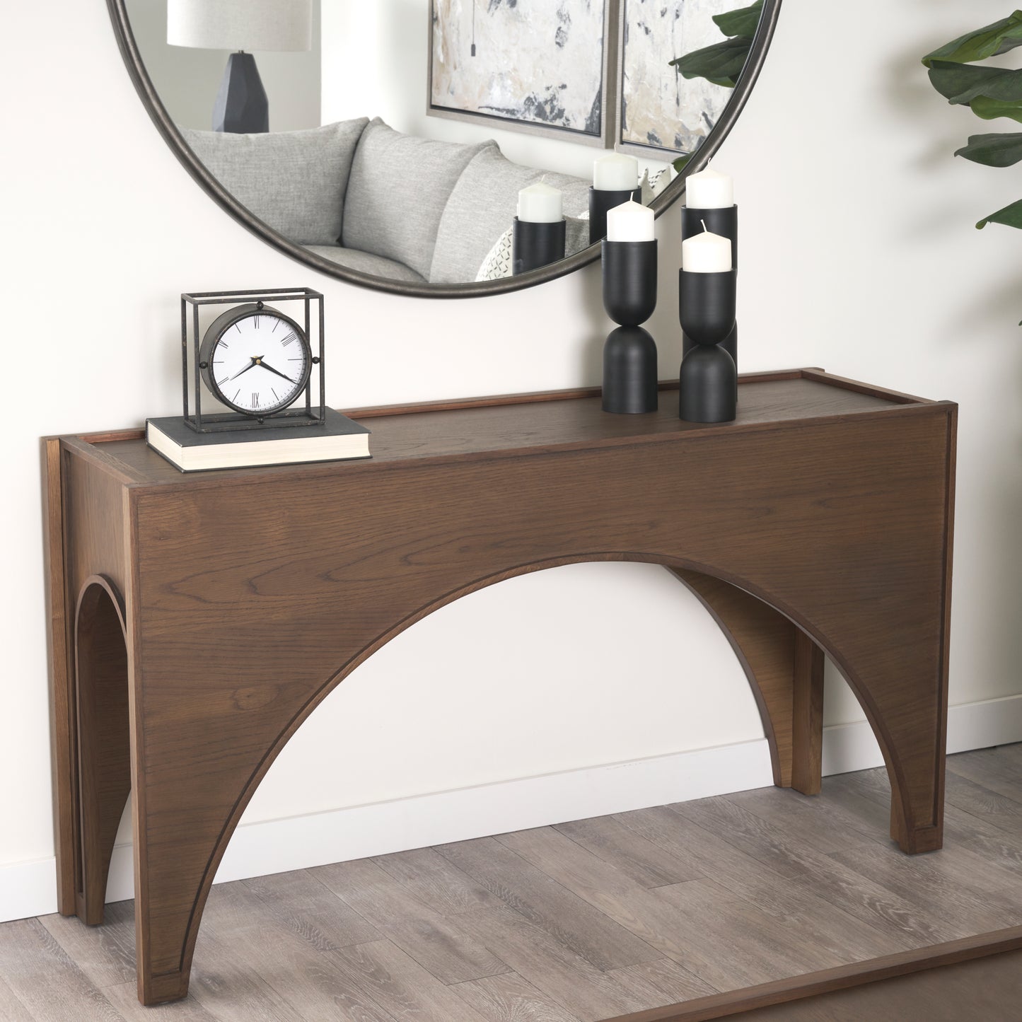 Laraya Dark Brown Wood Arched Console Table