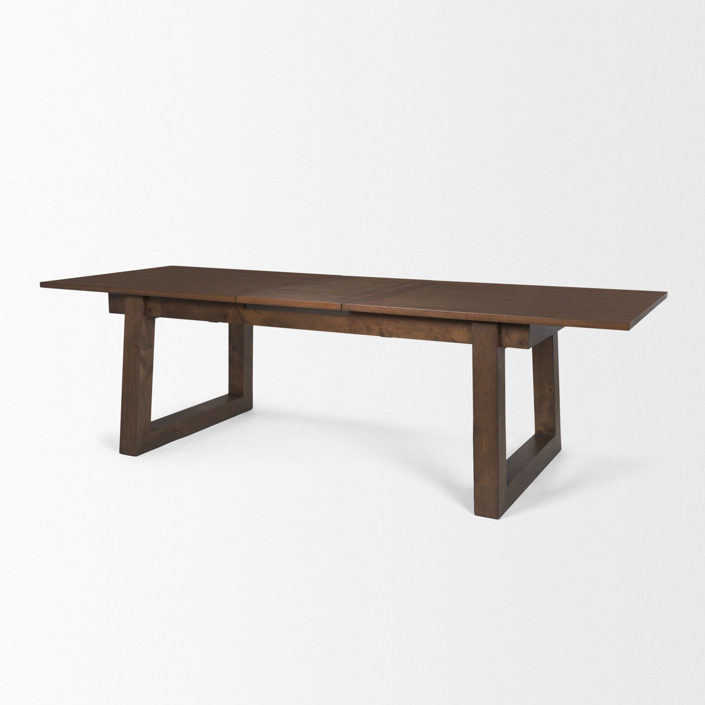 Takota Dark Brown Rectangular Oak Wood w/ Birch Wood Legs Extendable Dining Table