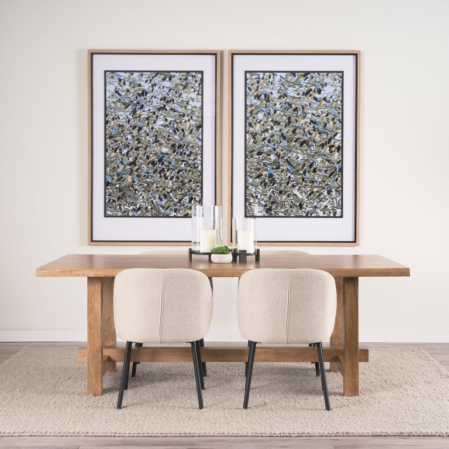 Suke Rectangular Natural Wood Trestle Dining Table