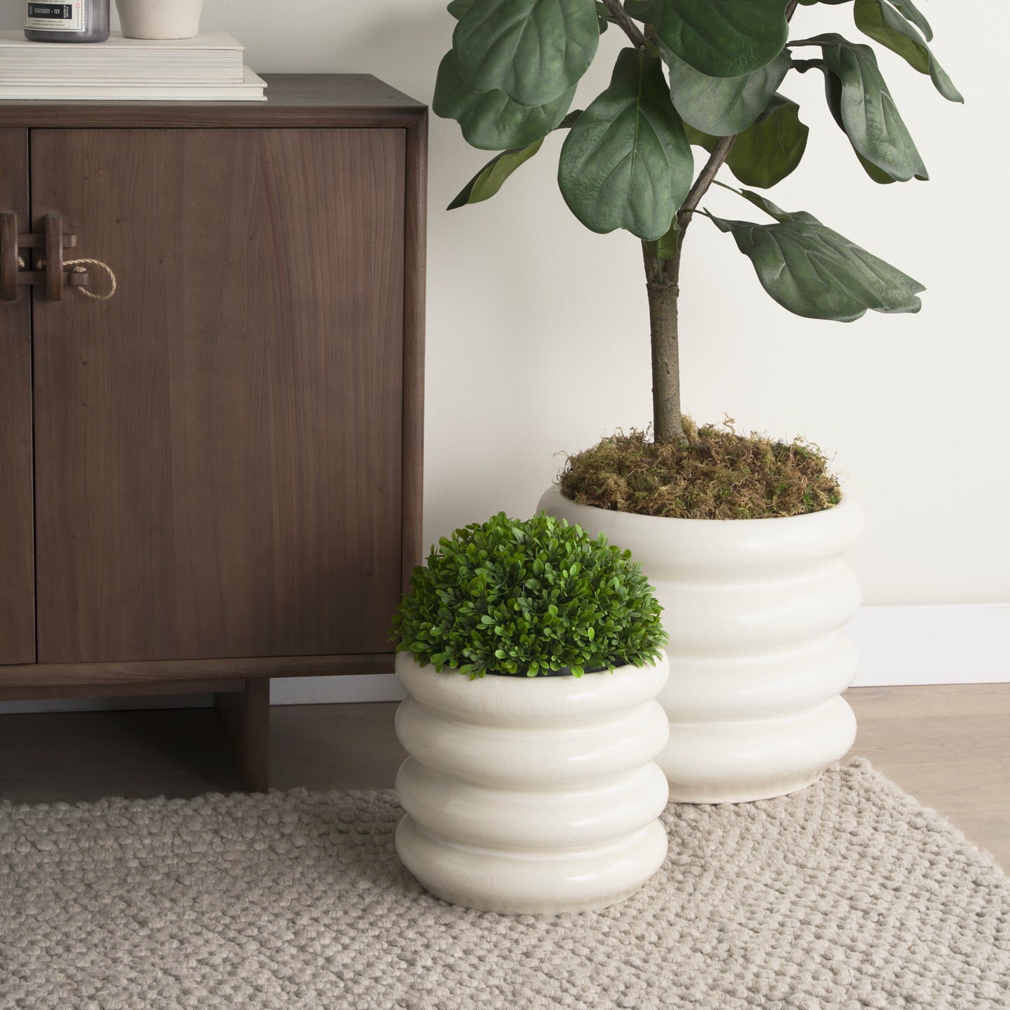 Twyla Short Cream Glazed Floor Vase