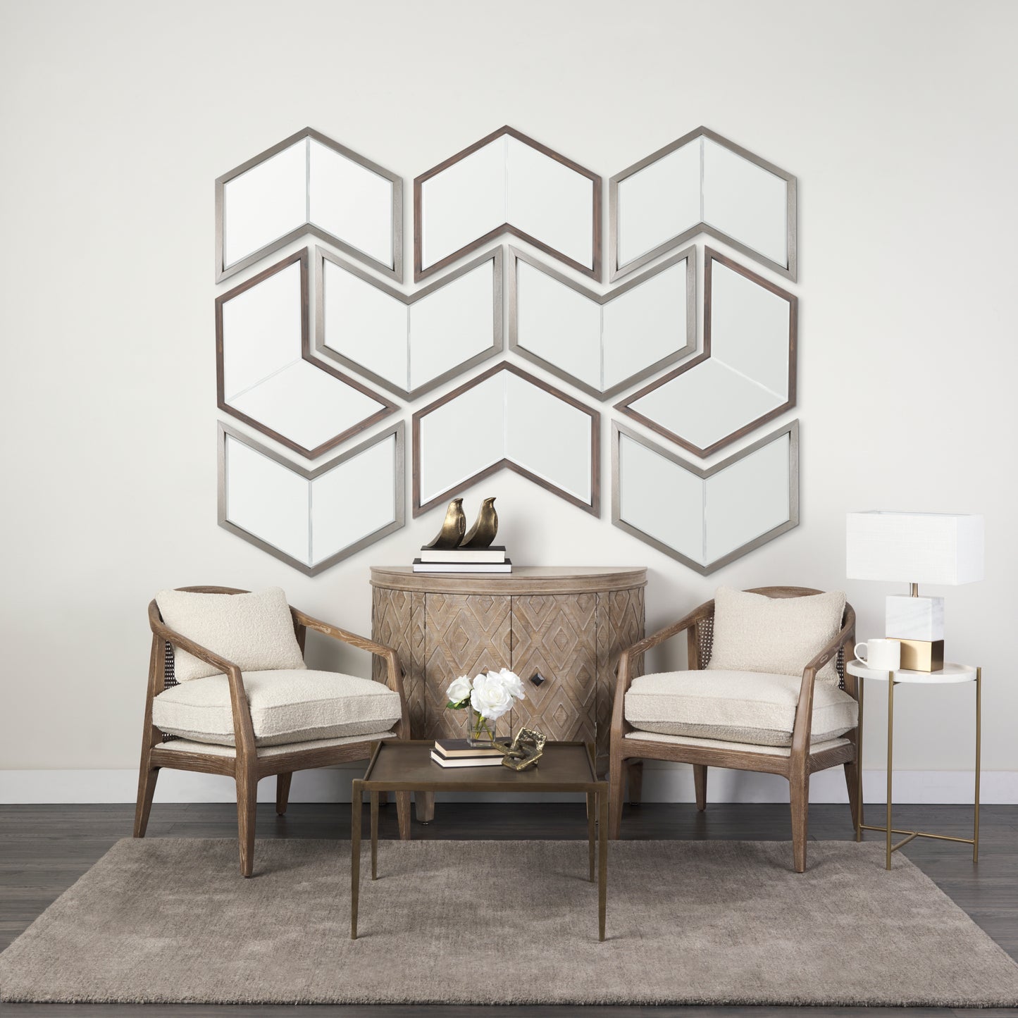 Chevren 26 x 22 Medium Brown Wood Frame Mirror