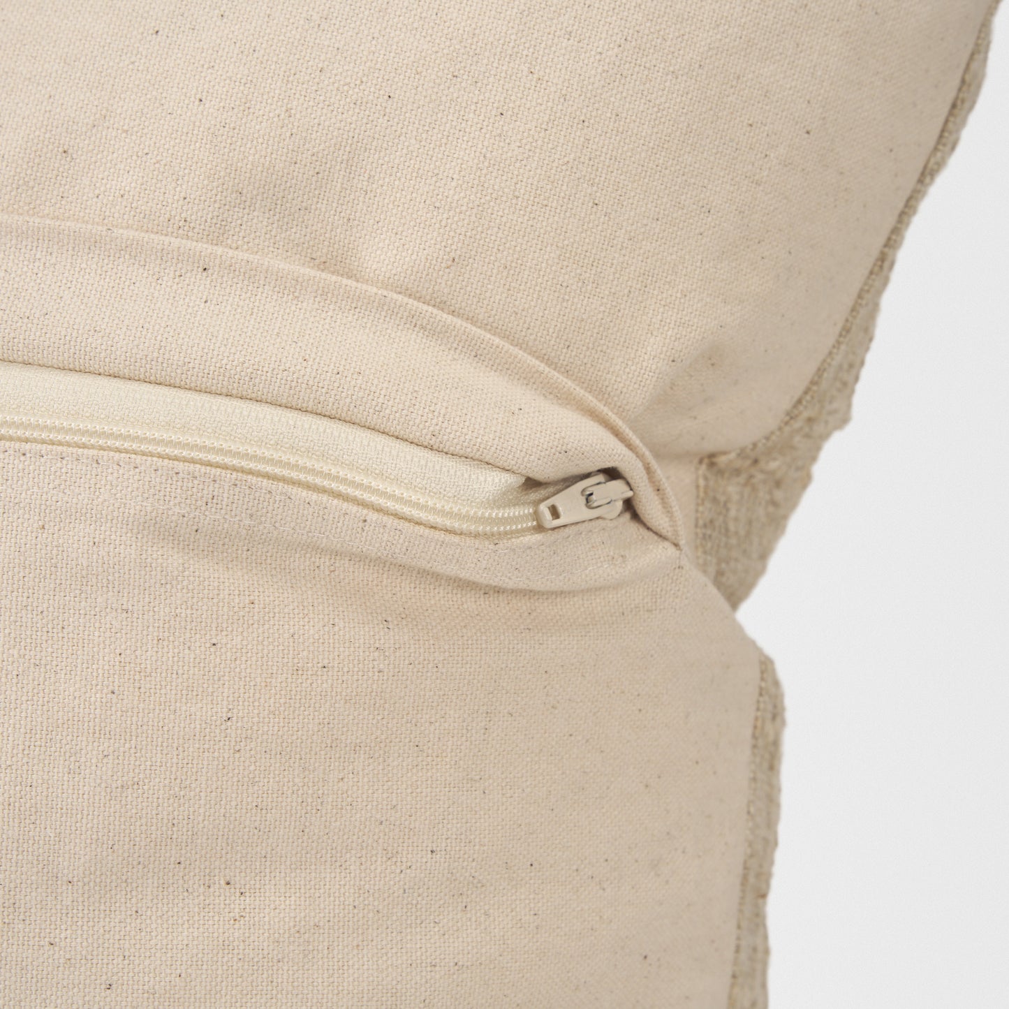 Jeren Beige Checker Textured Cotton-Linen Decorative Square Pillow Cover