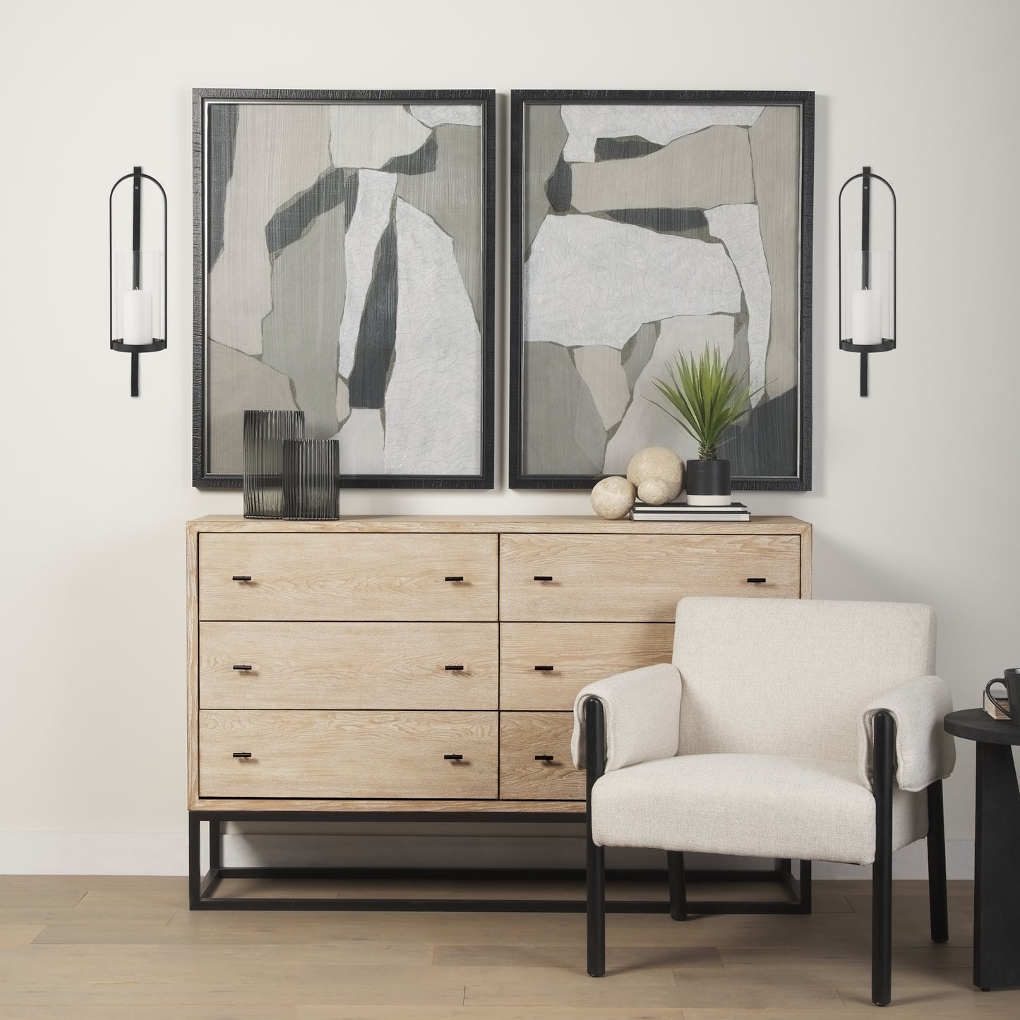 Kero 5.9L x 6.9W x 24.0H Black Metal Wall Candle Holder