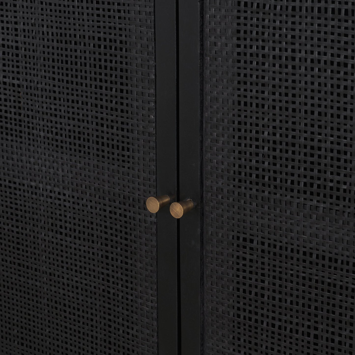 Grier Matte Black Stained Wood w/ Black Cane Accent Cabinet