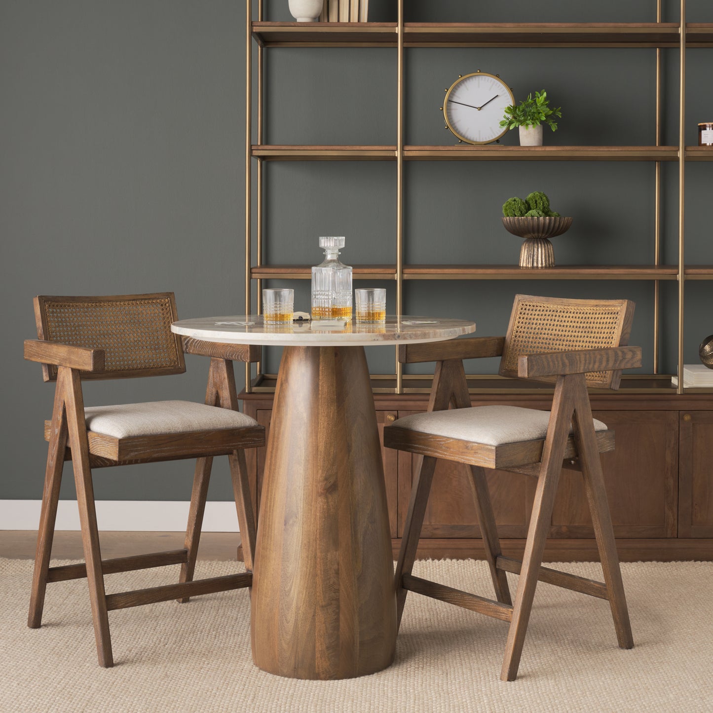 Indie Medium Brown w/ Cane Counter Stool