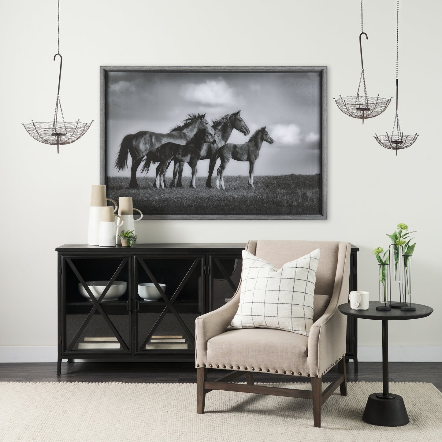 Rihanna I Small Black Metal Umbrella Candle Holder Lantern