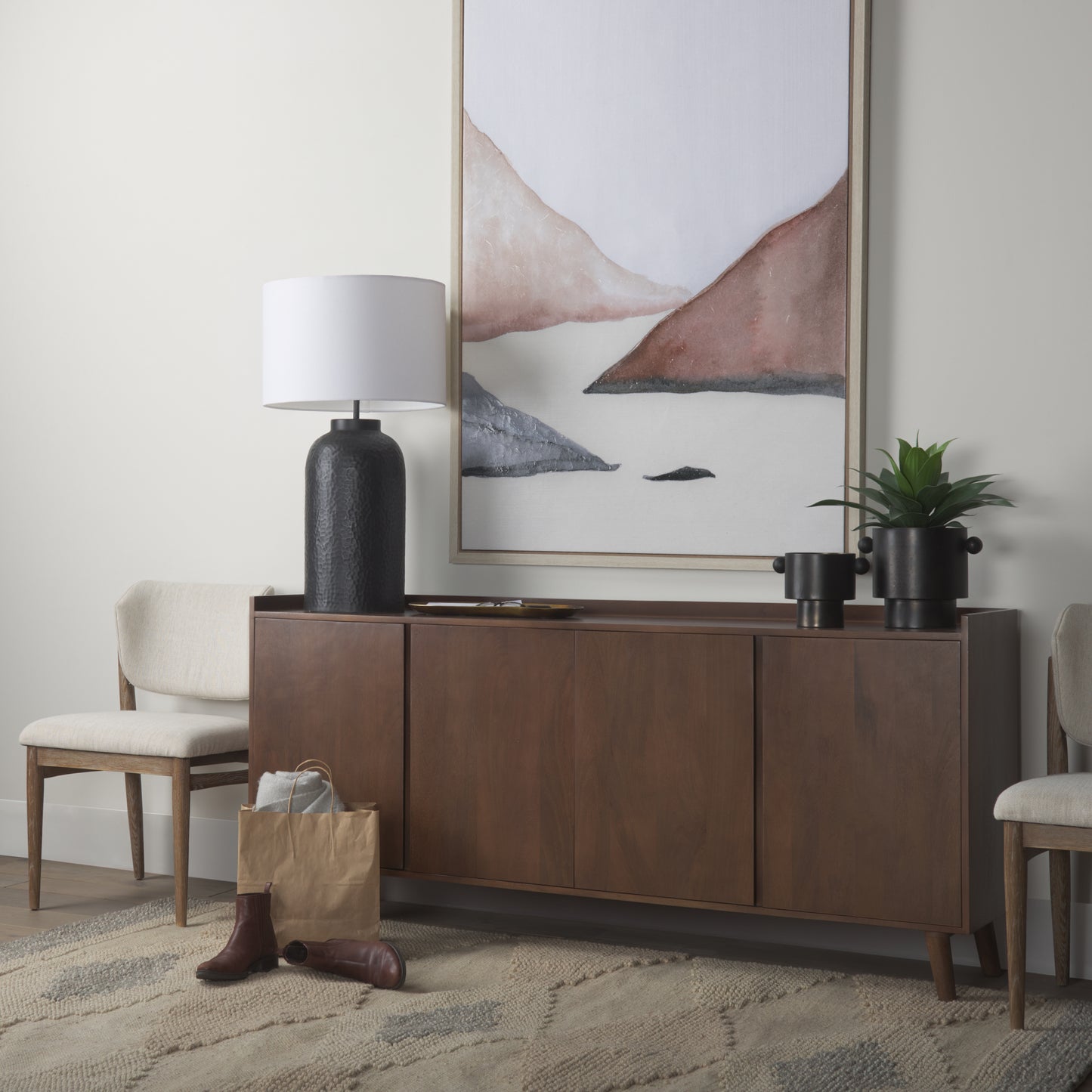 Emory 5x8 Gray Wool Hand Woven Diamond Patterned Rug