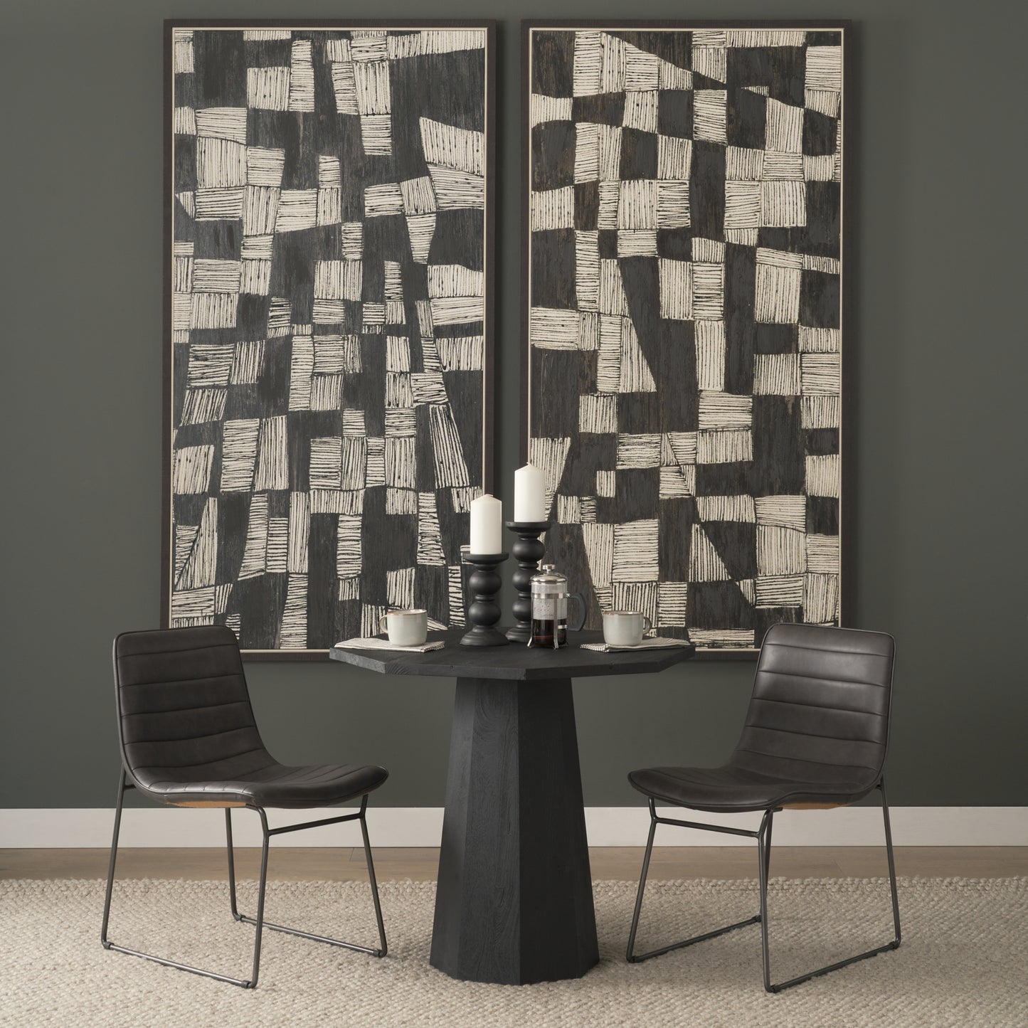 Thornton I Dark Brown Faux-Leather Seat Black Iron Frame Dining Chair