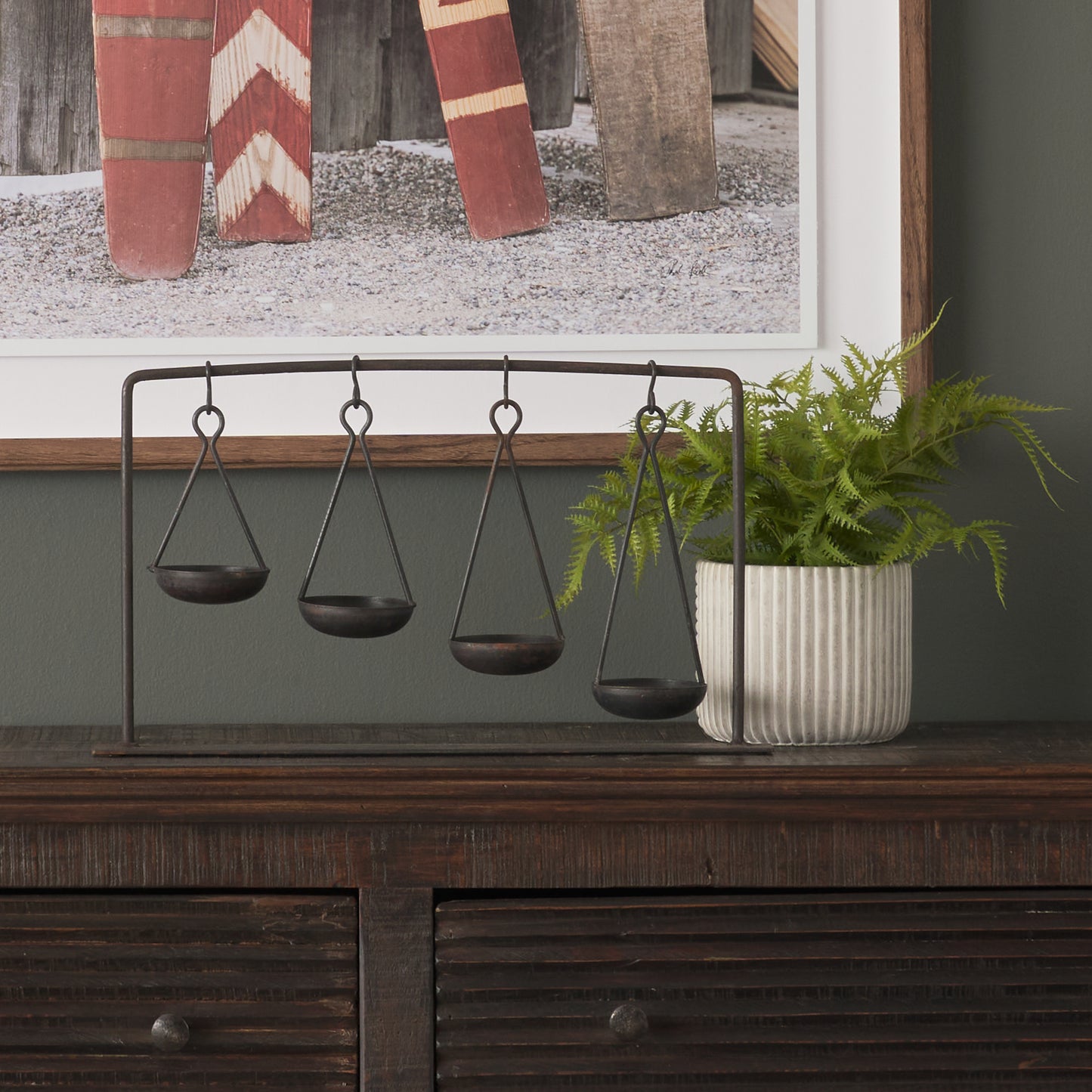 Enos 19L x 3W Black Metal 4 Bowl Ancient Spice Market Decorative Display