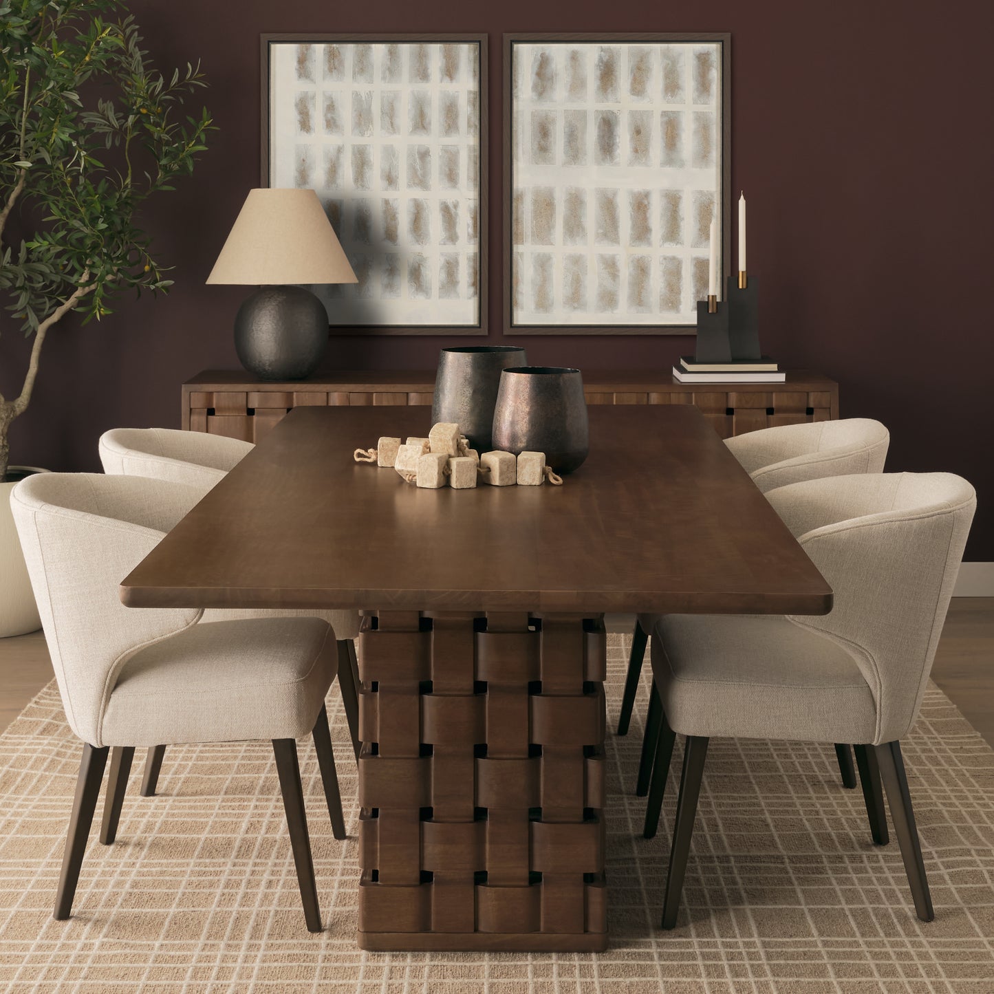 Mala Beige Paper Mache Cube Garland