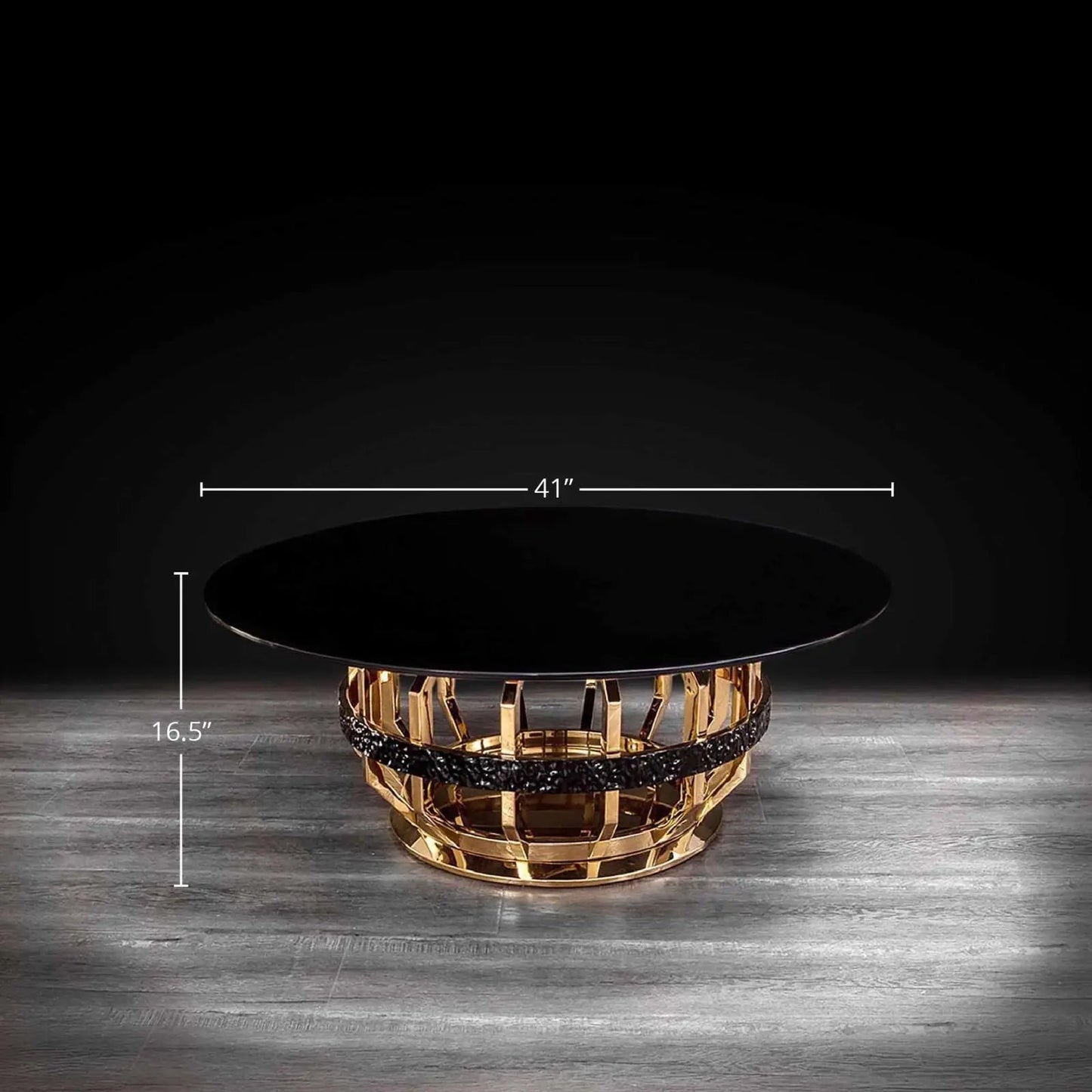 Milano Round Glass-Top Coffee Table in Gold