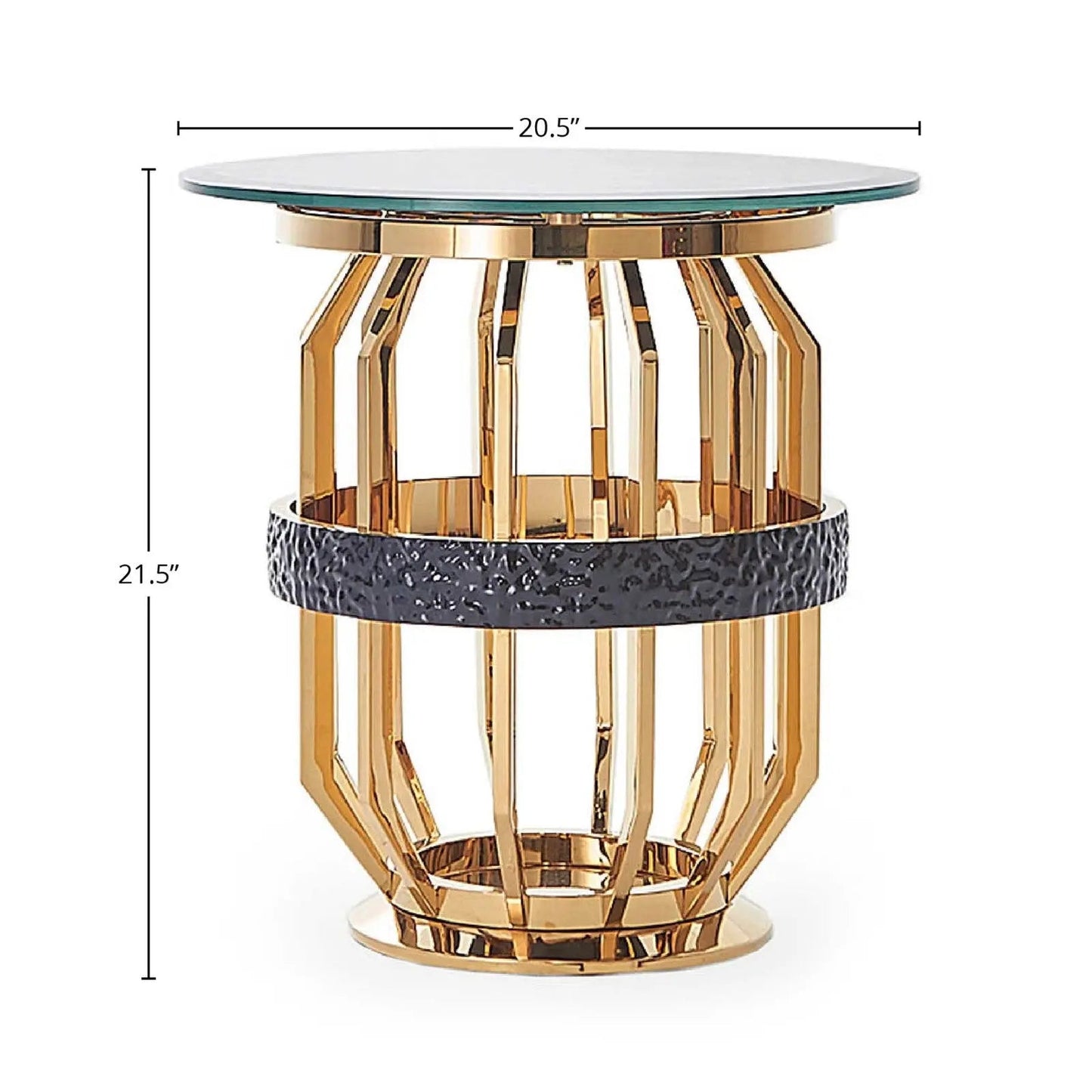 Milano Round Glass Top End Table | Gold Base