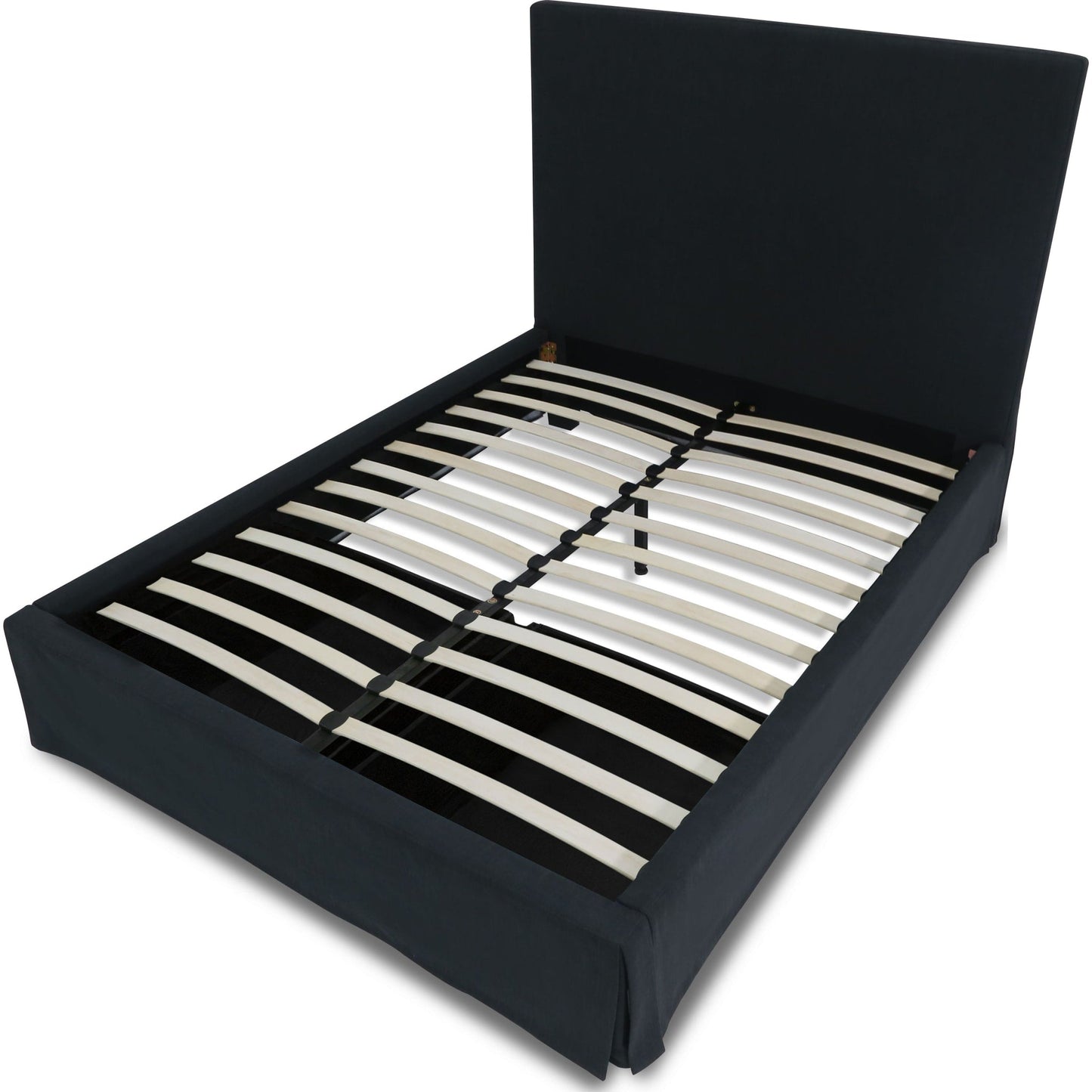 Cheviot UpholsteredSkirted Storage Panel Bed in Iron