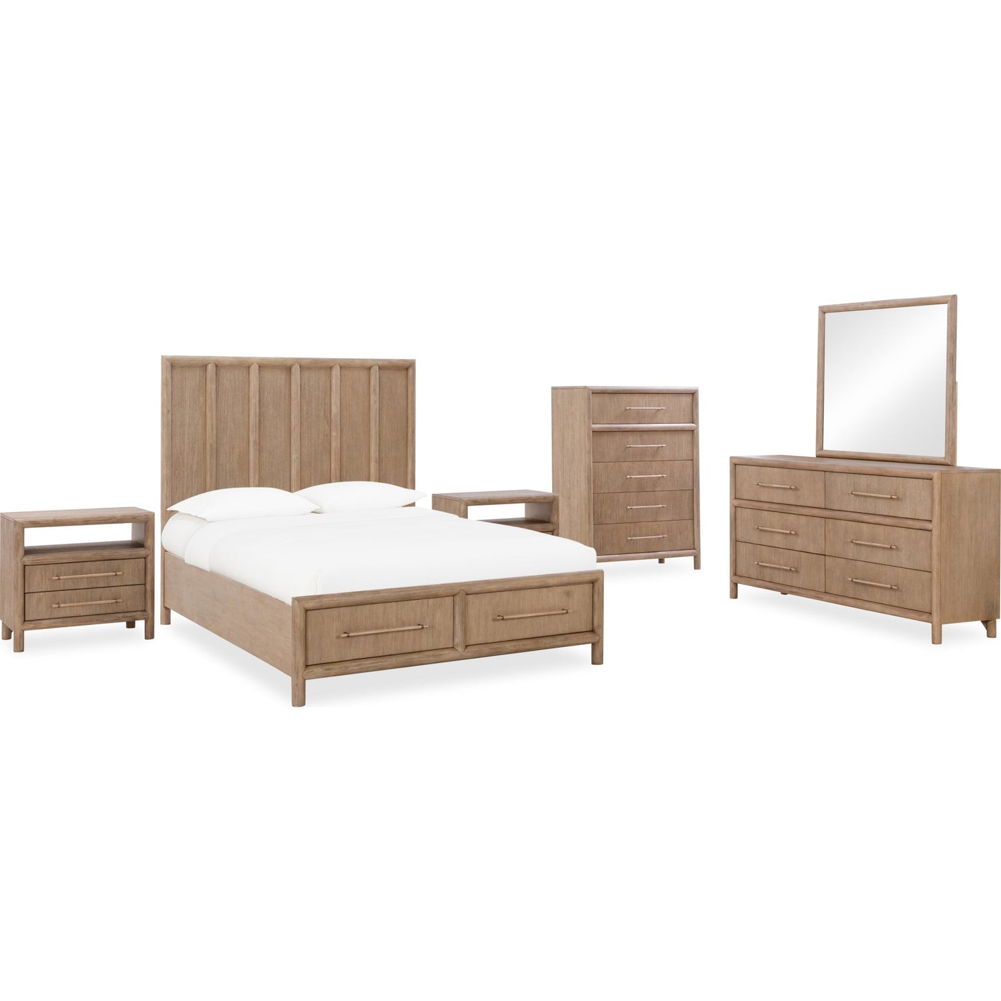 Dorsey Wooden Two Drawer Storage Bed in Granola