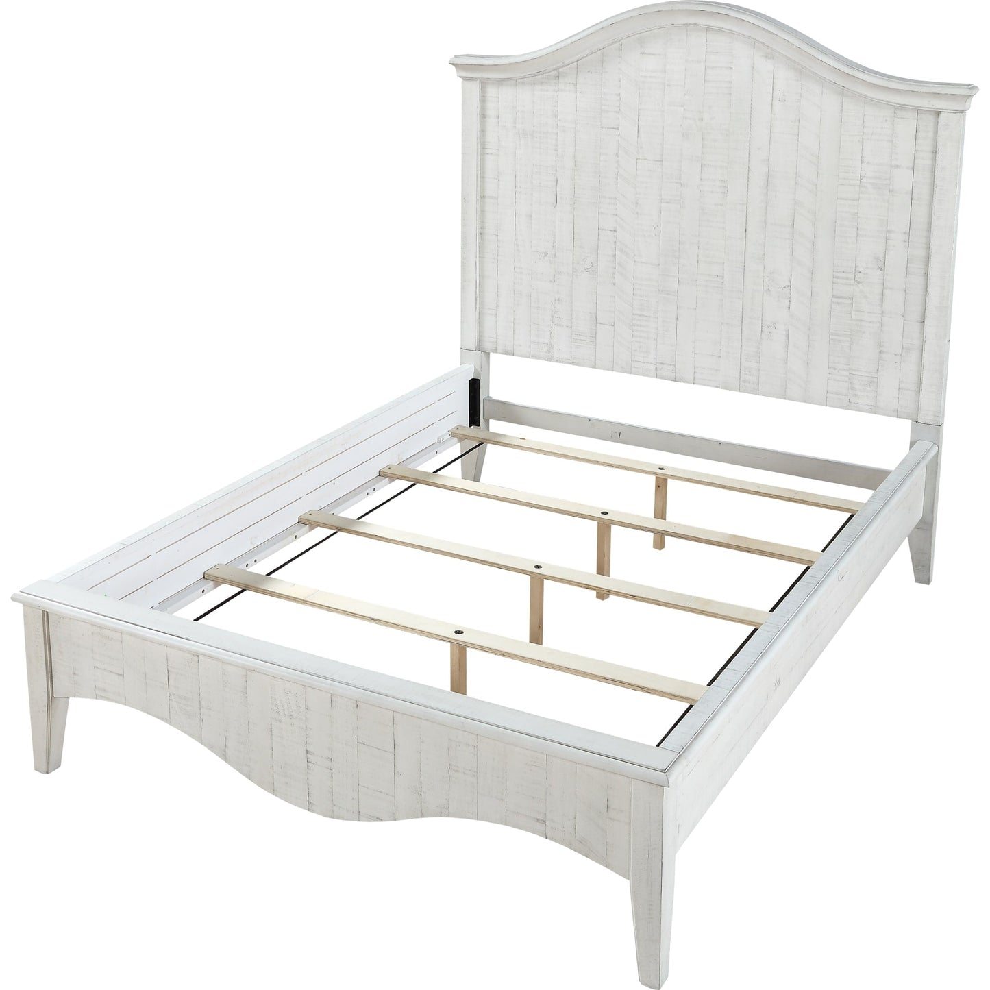 Ella Solid Wood Crown Bed in White Wash