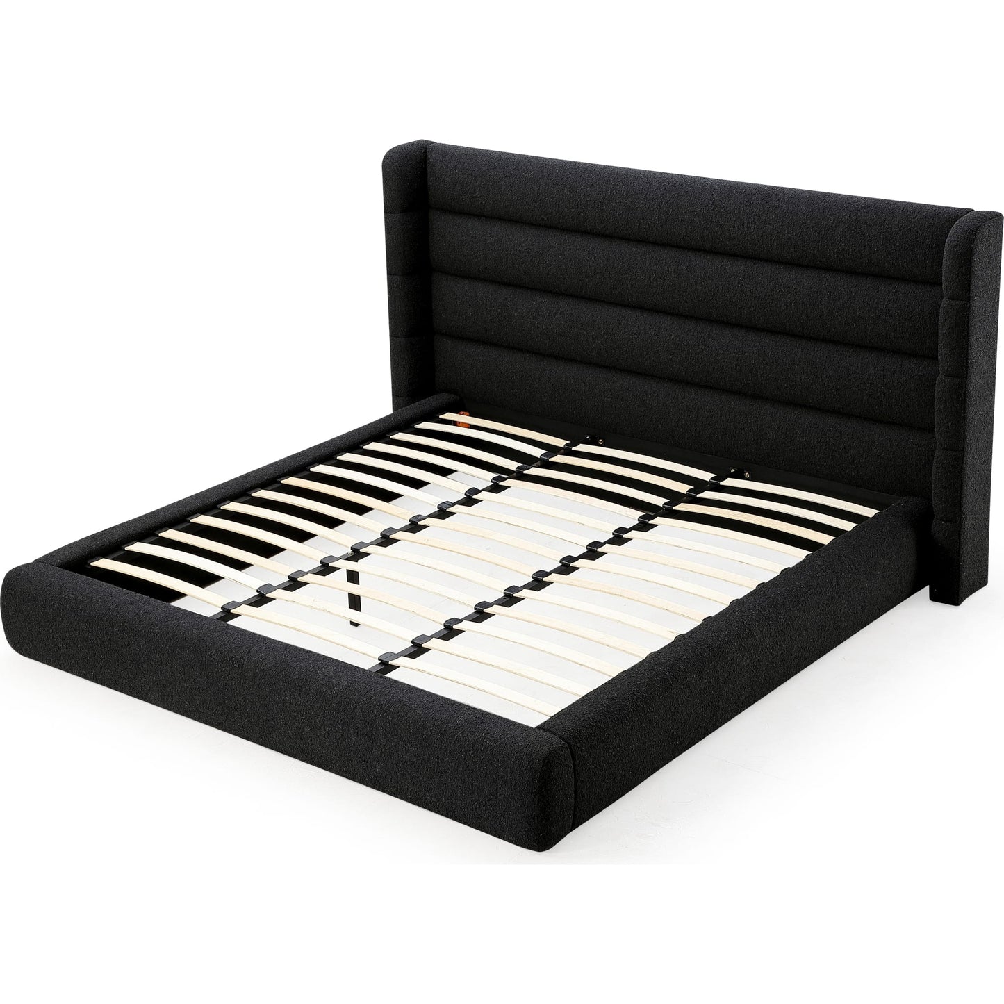 Frank Upholstered Wingback Platform Bed in Ember Boucle