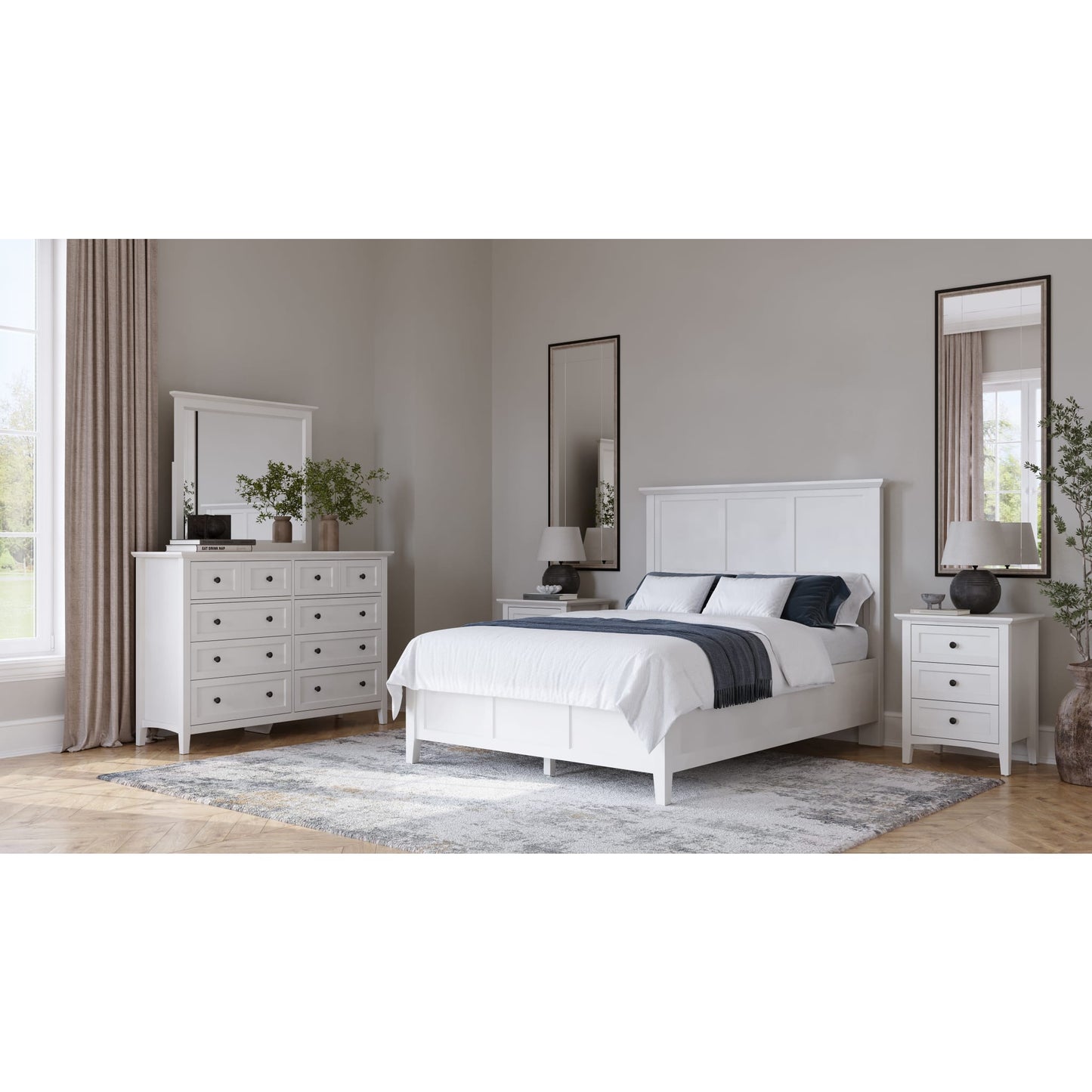 Grace Three Panel Bed in Snowfall White