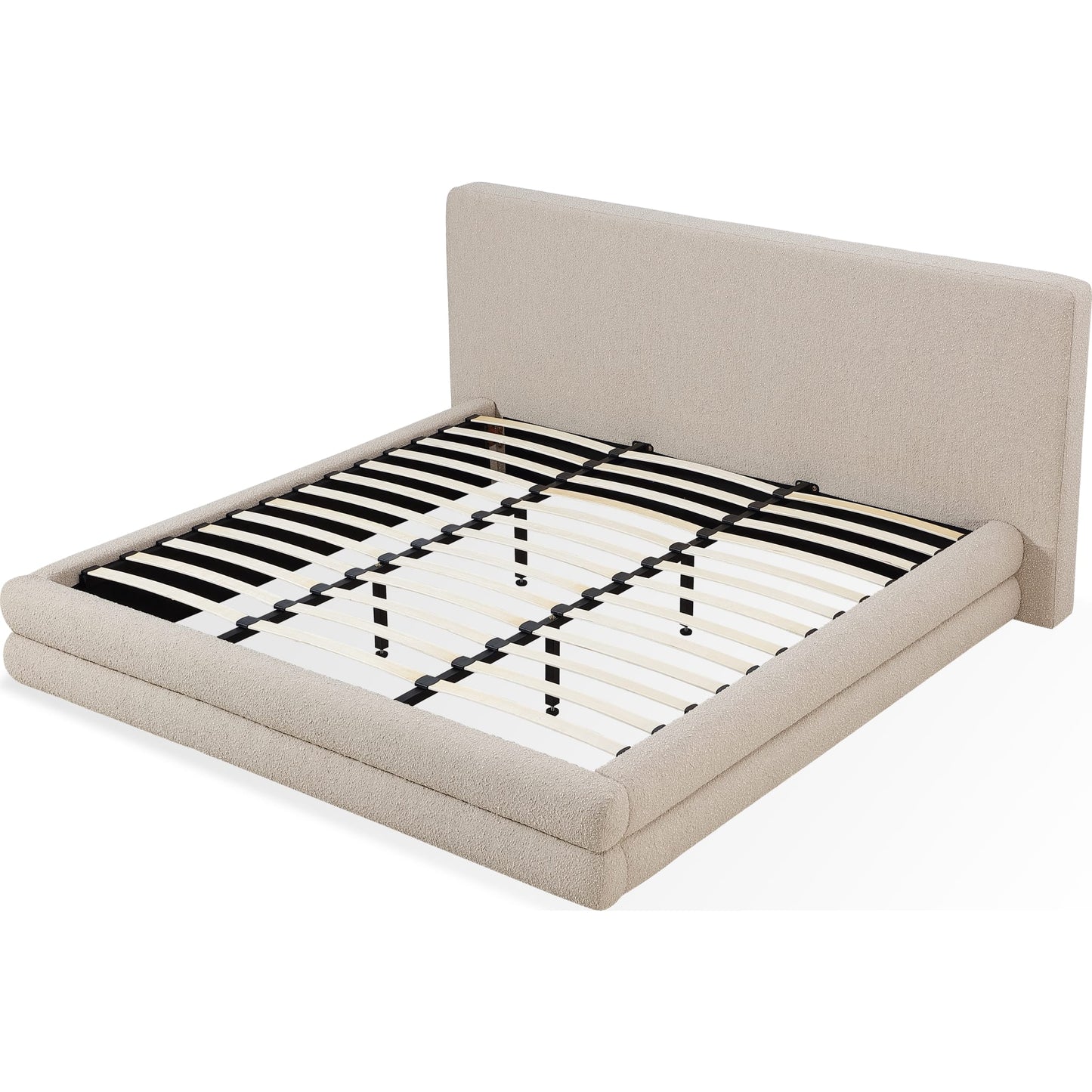 Maya Upholstered Platform Bed in Brun Boucle