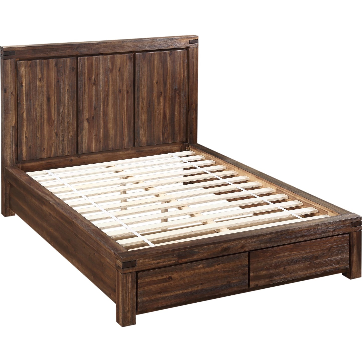 Meadow Solid Wood Footboard Storage Bed in Brick Brown