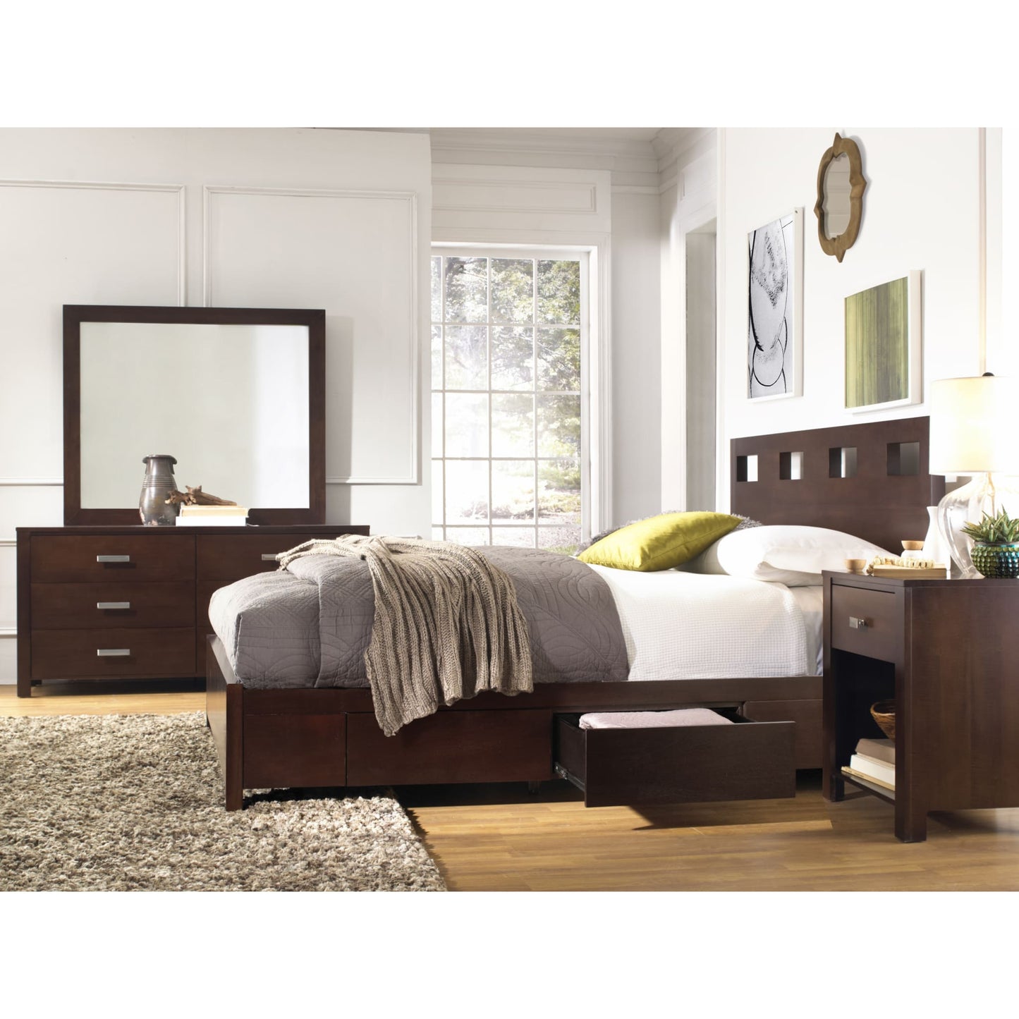 Riva Wood Storage Bed in Chocolate Brown