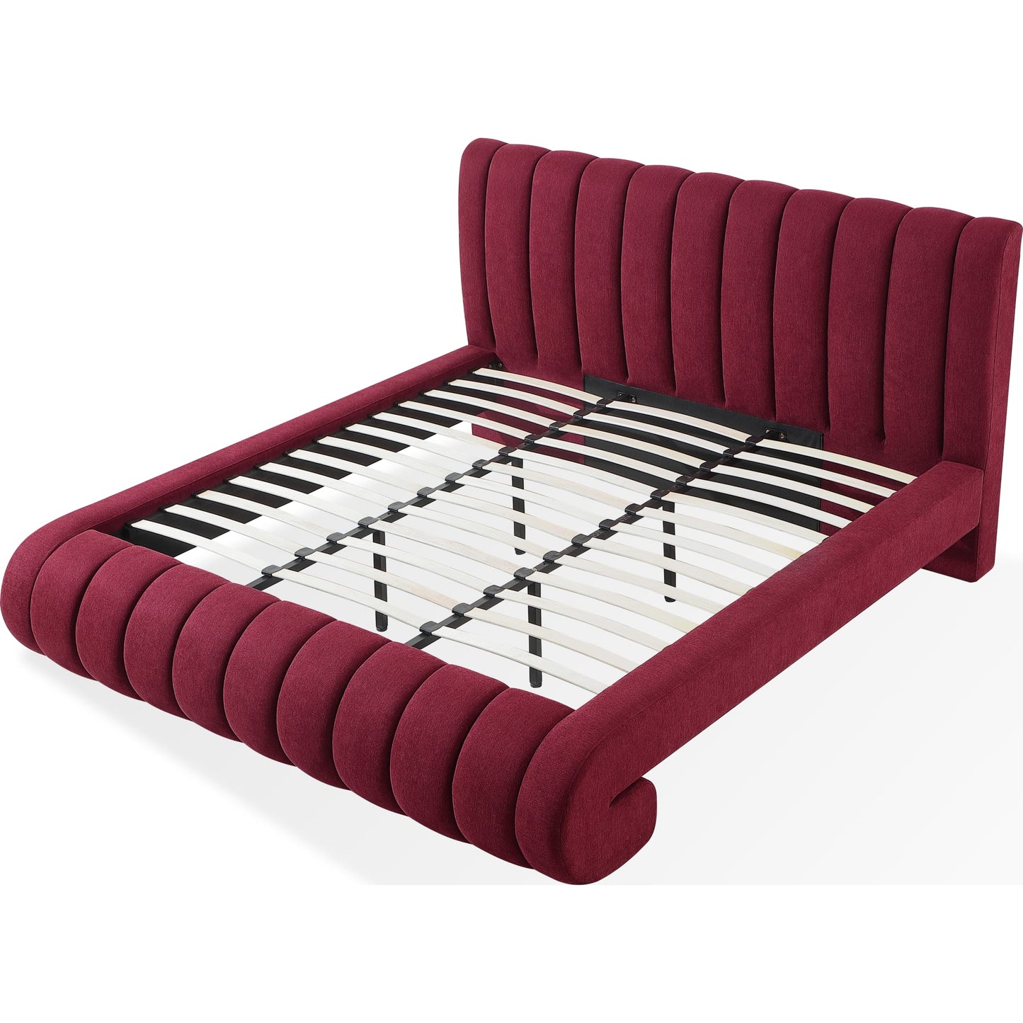 Savage Maximalist Upholstered Bed in Ruby Chenille