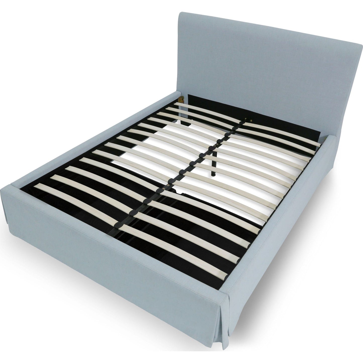 Shelby Skirted Footboard Storage Panel Bed in Sky