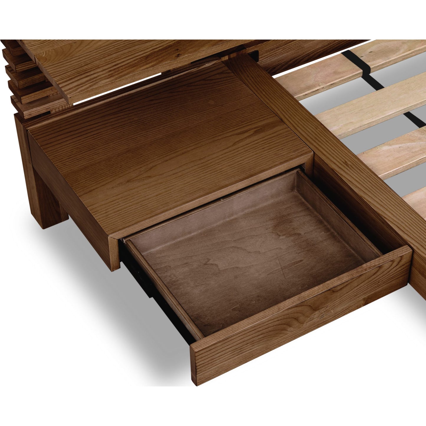 Tanner Solid Ash Wall Bed with Integrated Nightstands in Roux