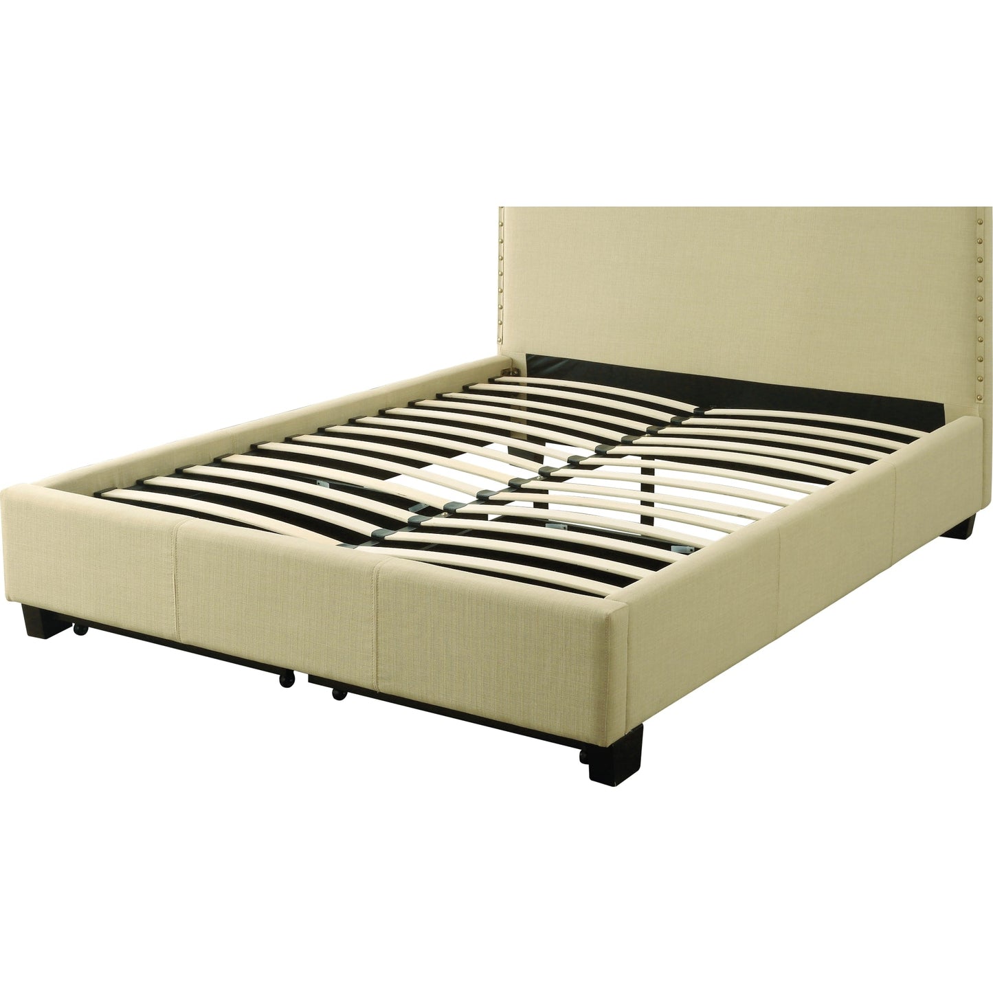 Tavel Nailhead Footboard Storage Bed in Tumbleweed