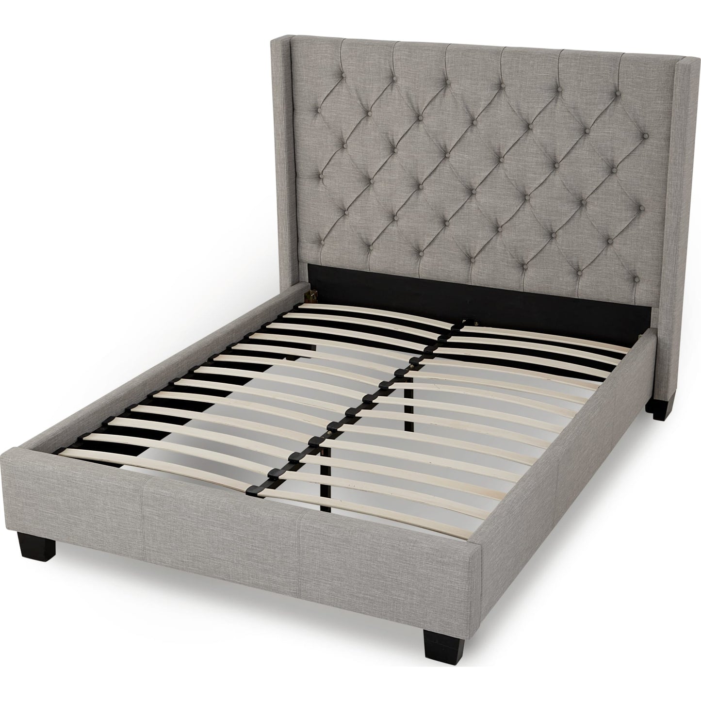 Verona Upholstered Platform Bed in Speckled Grey