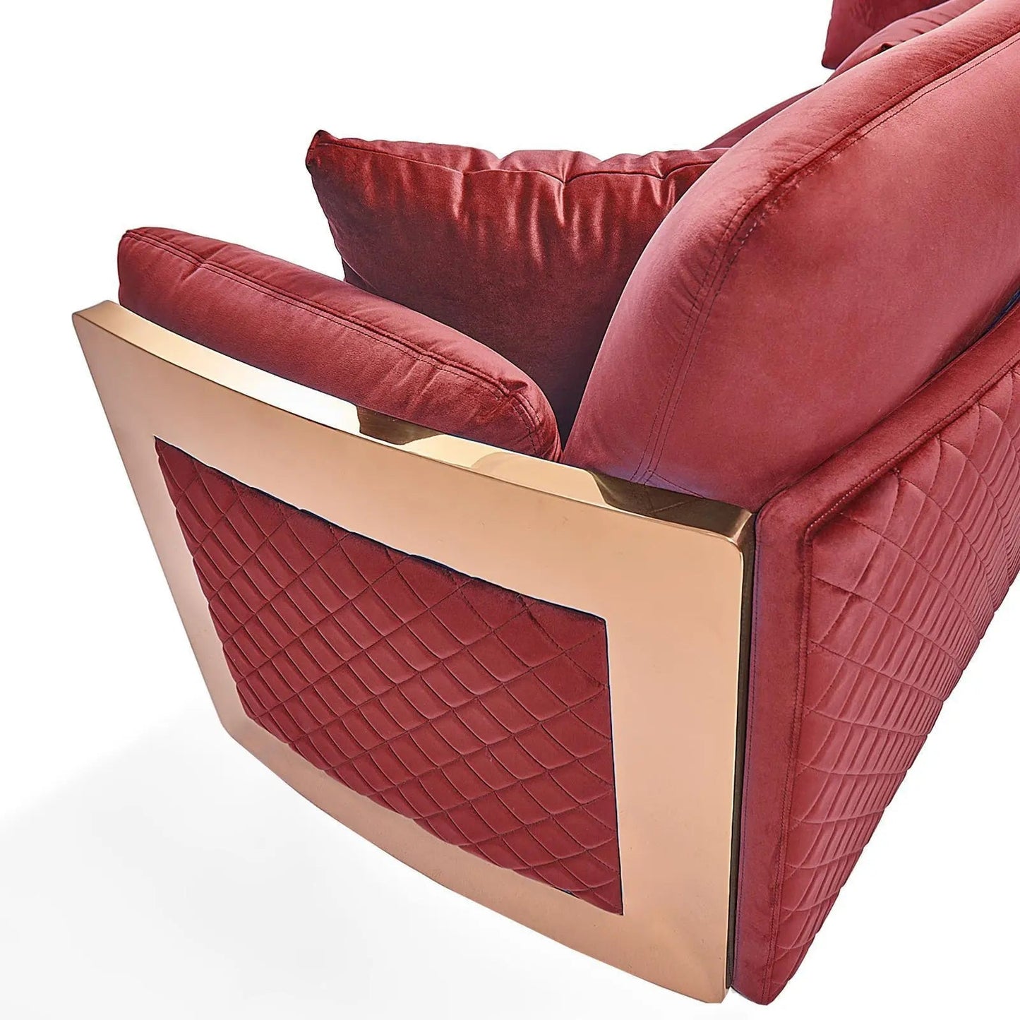 Adagio Rose Gold Luxury Sofa Set in Burgundy